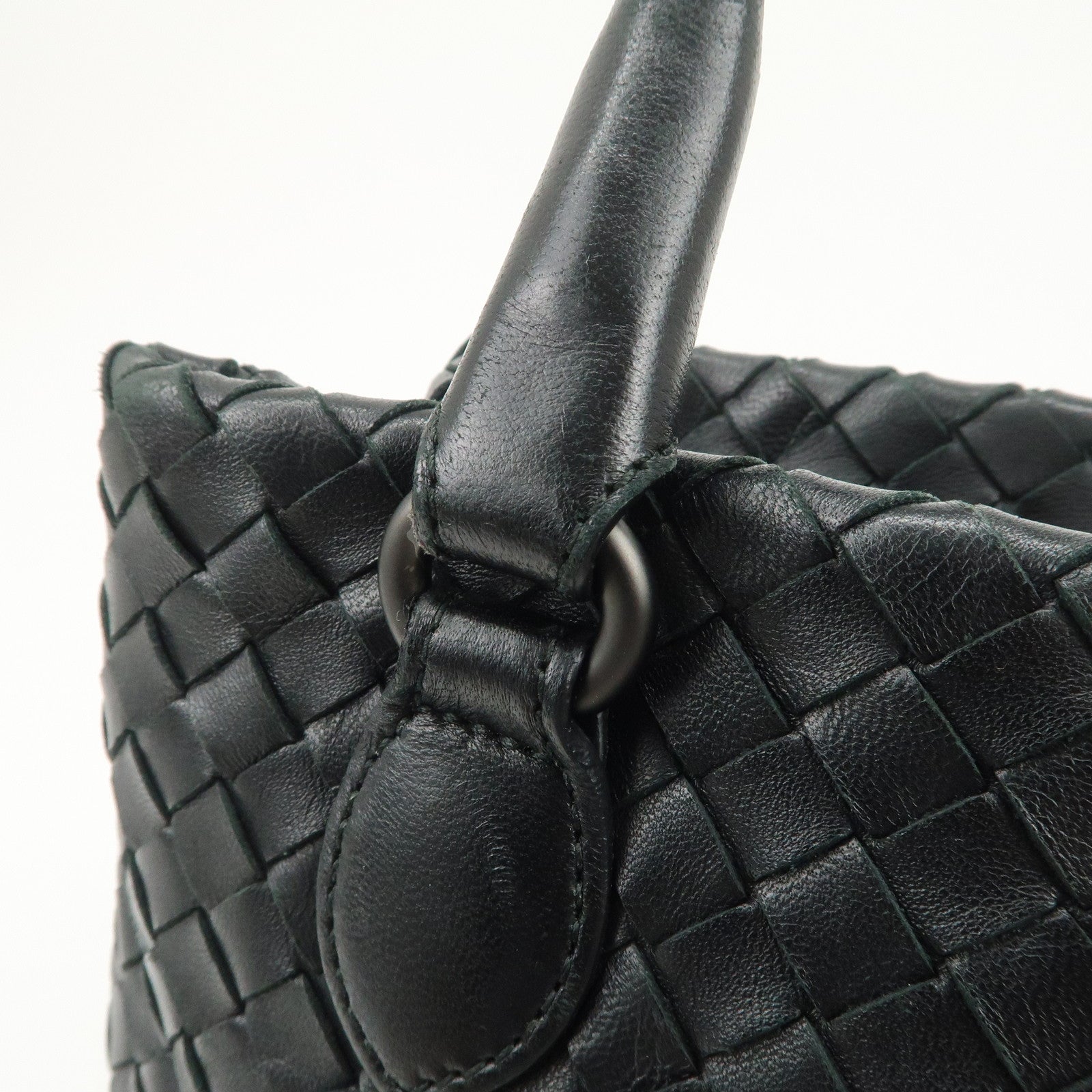BOTTEGA VENETA Intrecciato Leather Tote Bag Hand Bag Black 225166