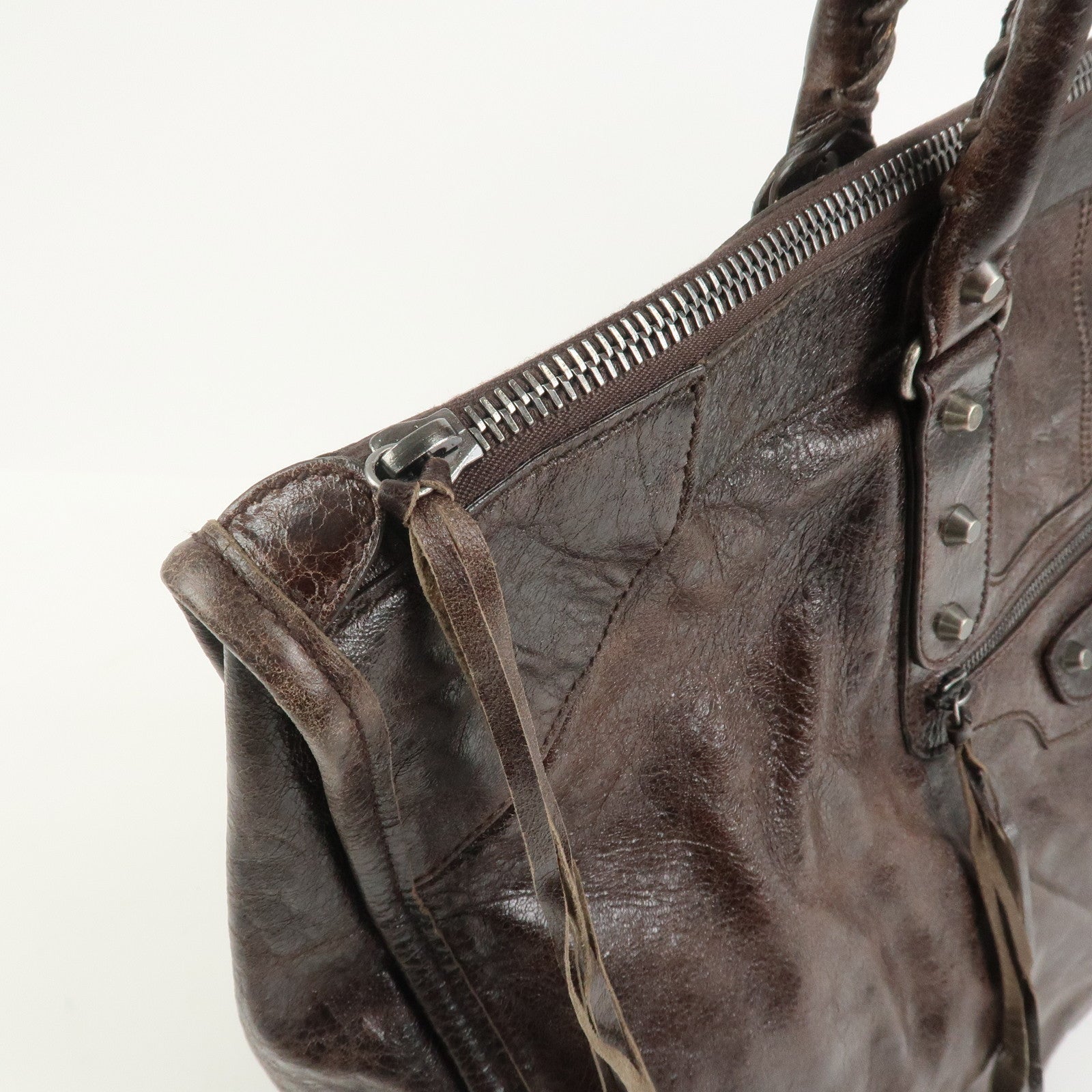 BALENCIAGA The Work Leather Tote bag Hand Bag Dark Brown 156541