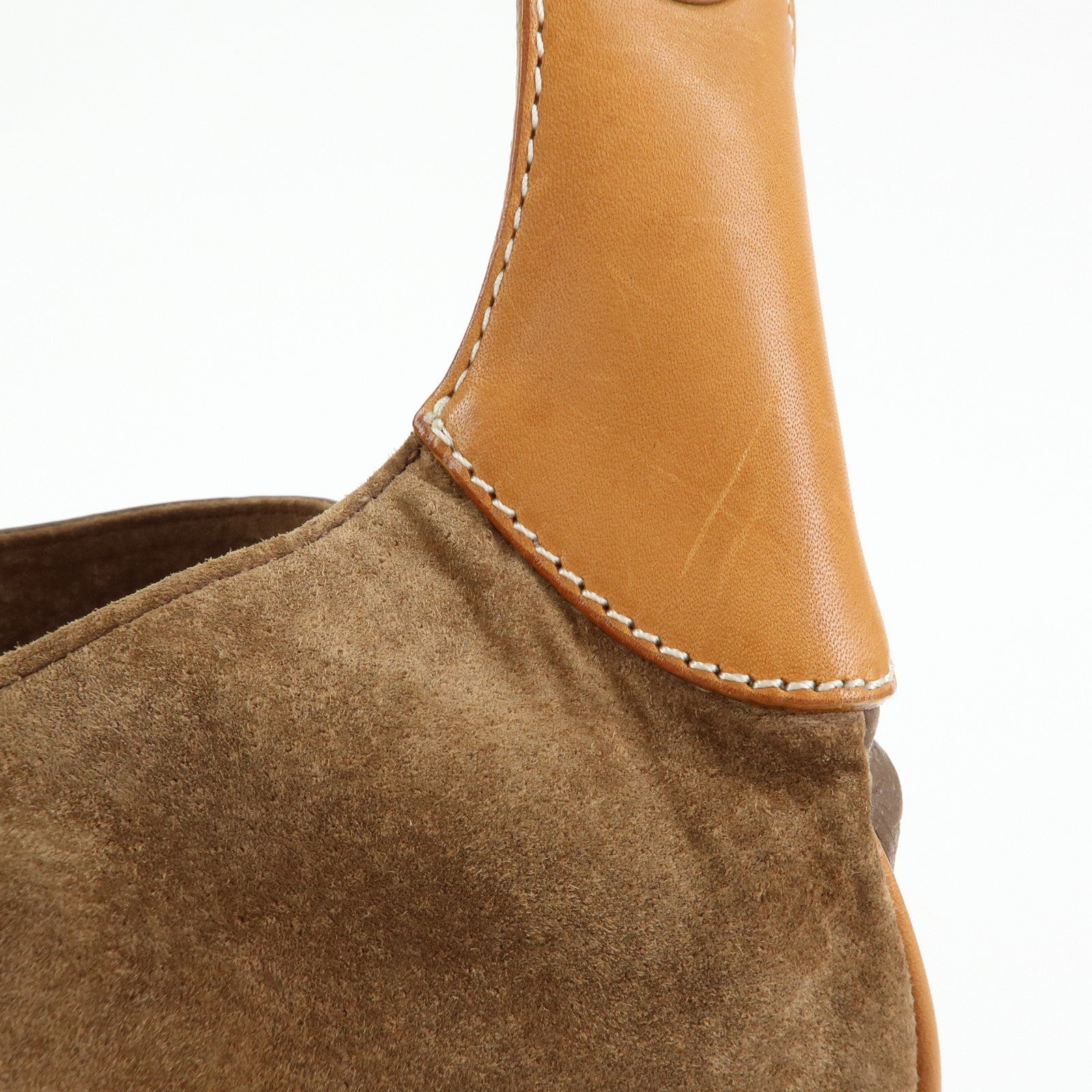 BURBERRY Blue Label Suede Leather Shoulder Bag Crossbody Bag Brown