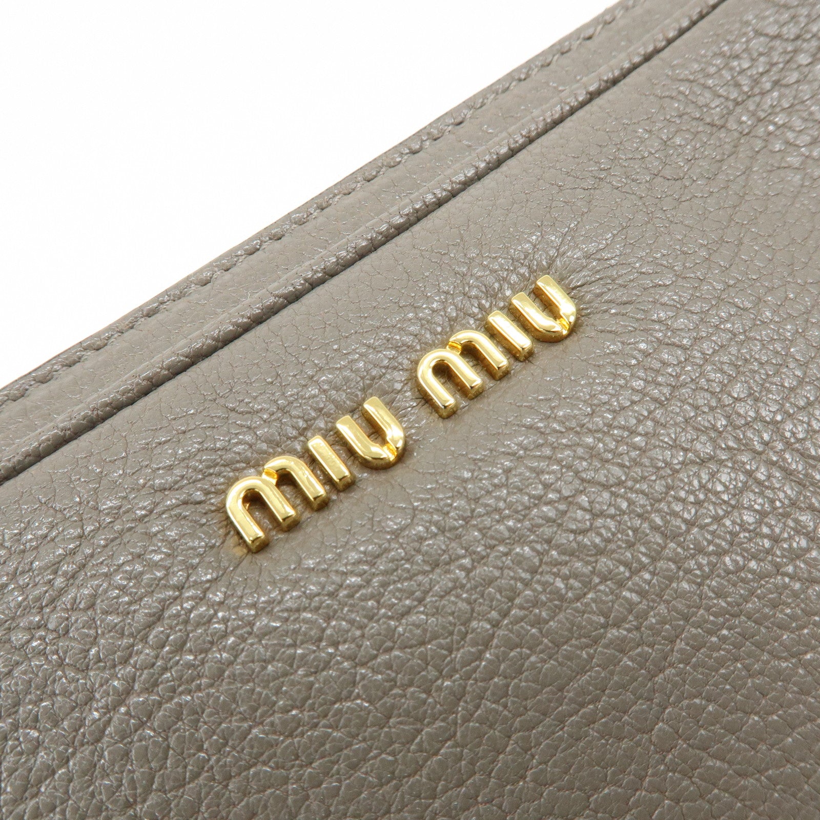 MIU MIU Madras Leather Shoulder Bag Crossbody Bag Gray