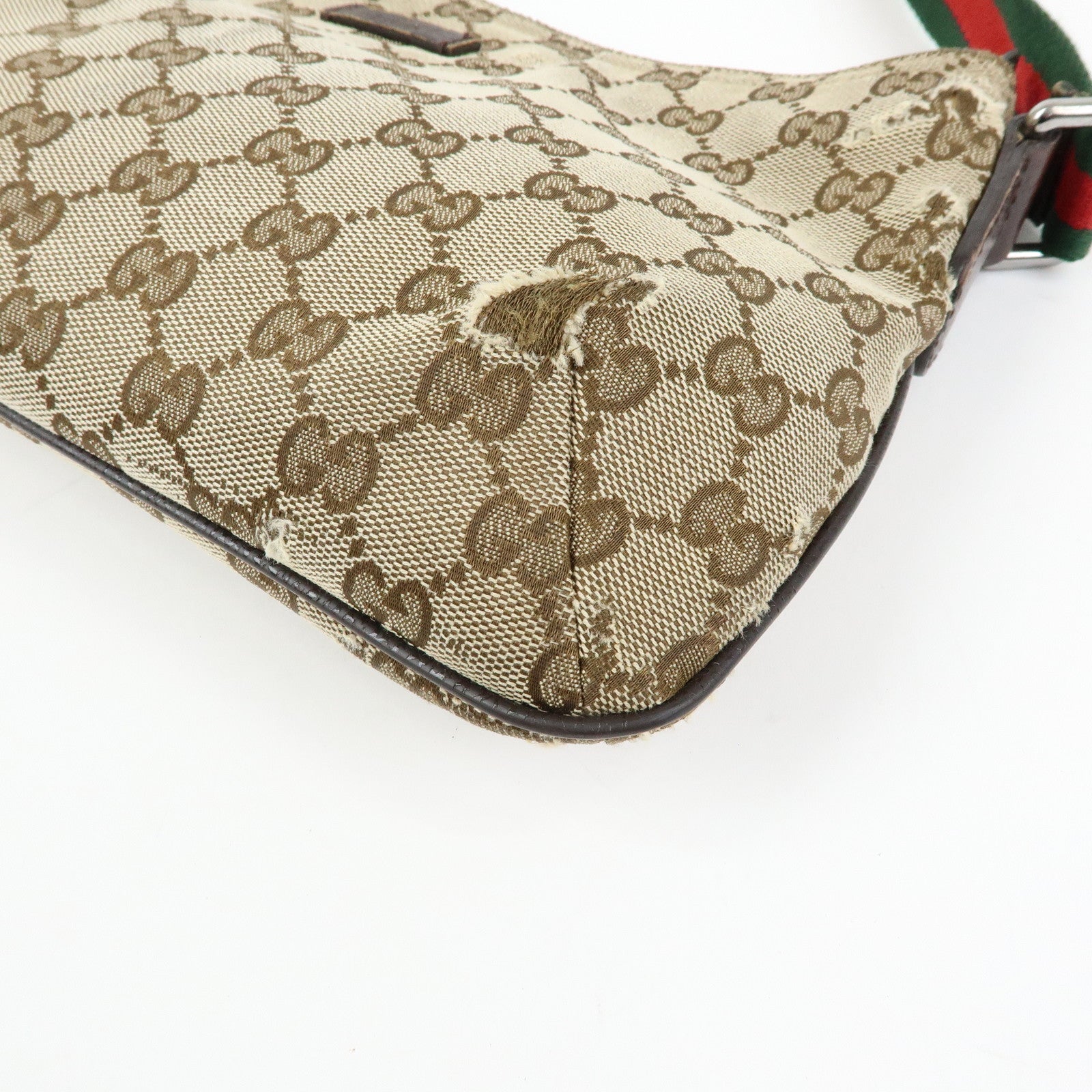 GUCCI Sherry GG Canvas Leather Shoulder Crossbody Bag Beige 189749