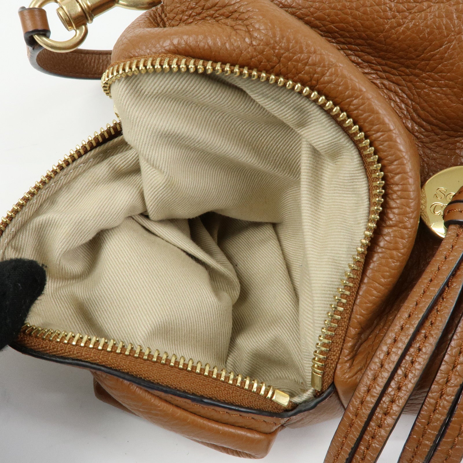 Chloe See By Chloe Leather Backpack Rucksack Camel