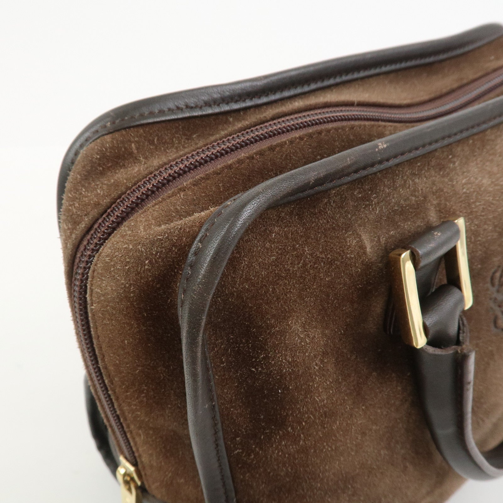 LOEWE Anagram Suede Leather Amazona 27 Hand Bag Brown