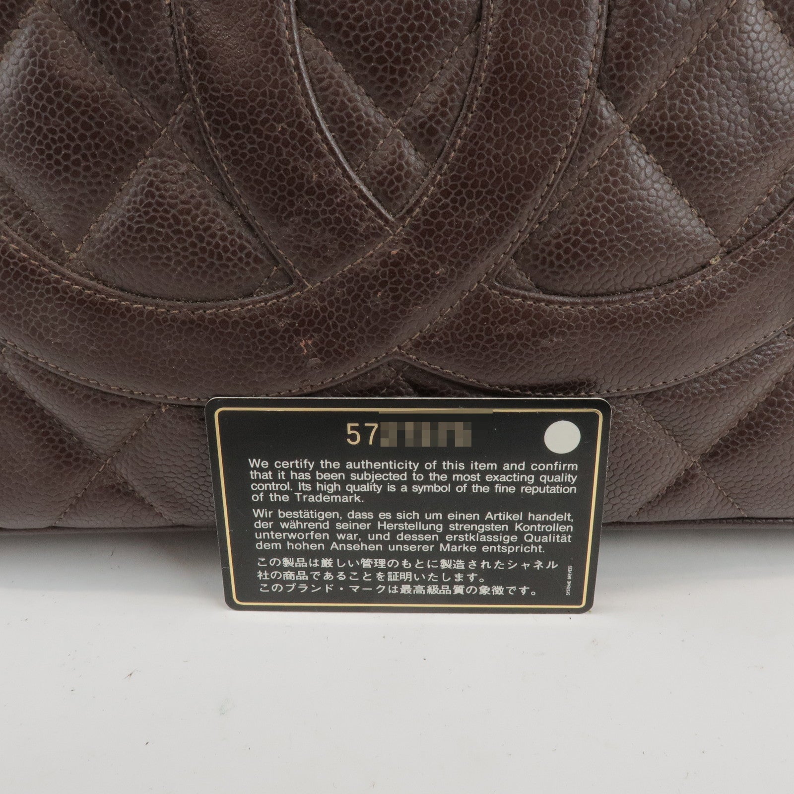 CHANEL Matelasse COCO Mark Caviarskin Medallion Tote Bag A01804