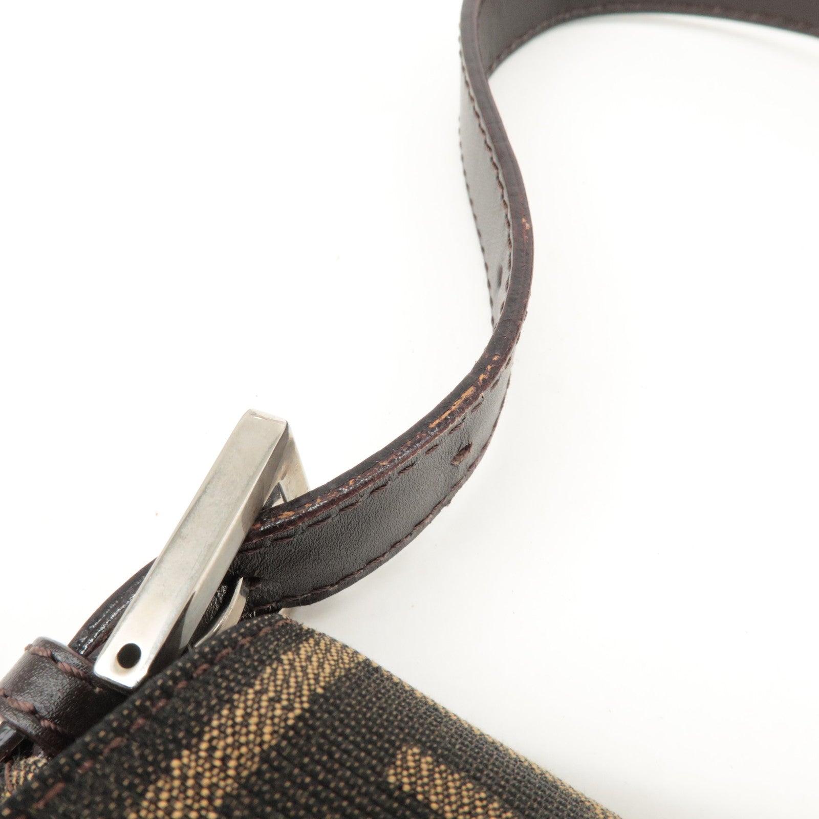 FENDI Mamma Baguette Zucca Canvas Shoulder Bag Black Brown 26325 Used