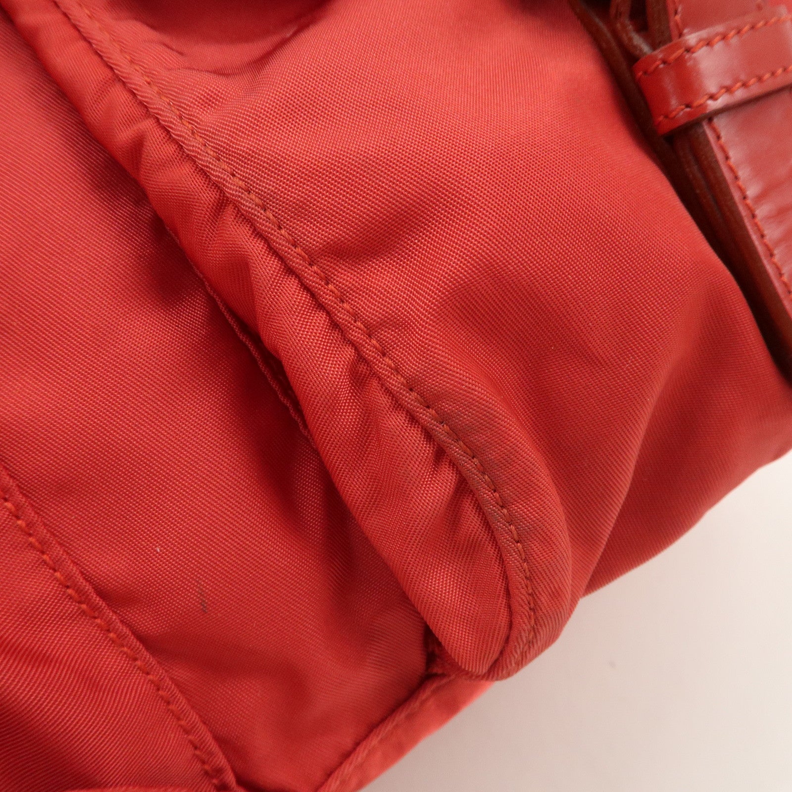PRADA Triangle Logo Nylon Leather Backpack Rucksack Red