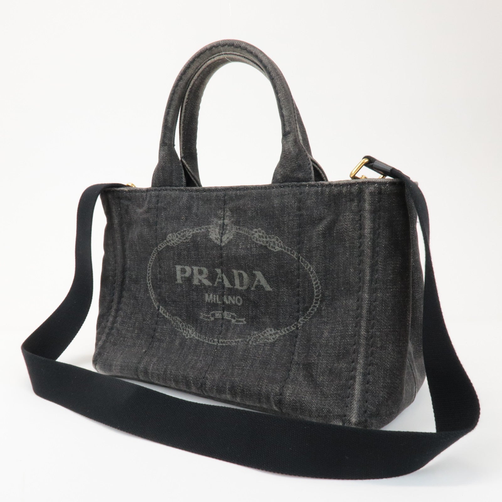 PRADA Canapa Mini 2Way Bag Hand Shoulder Bag Black B2439G