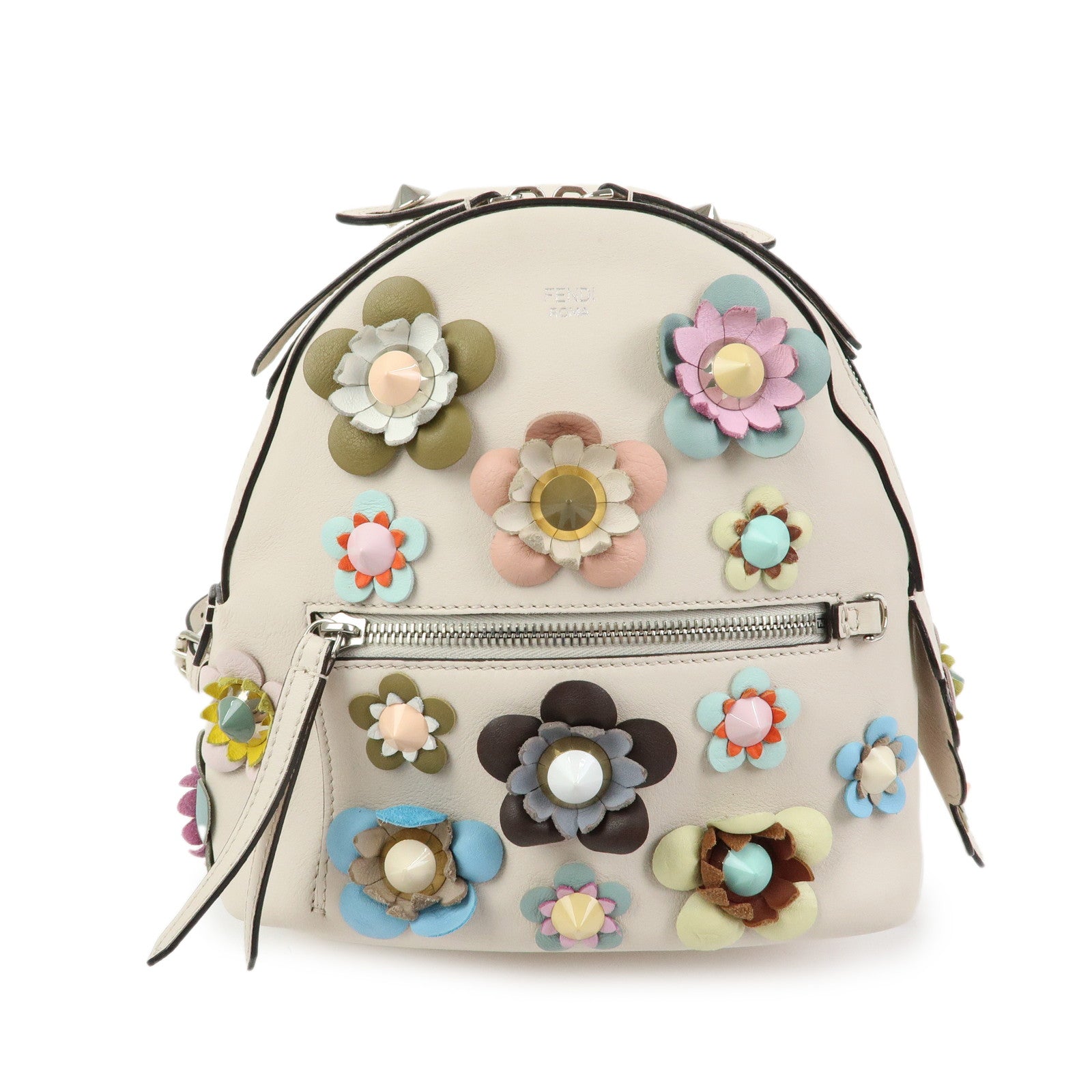 Felice✨３点☆ FENDI By The Way Calf Leather Flower Motif Backpack Studs 8BZ038