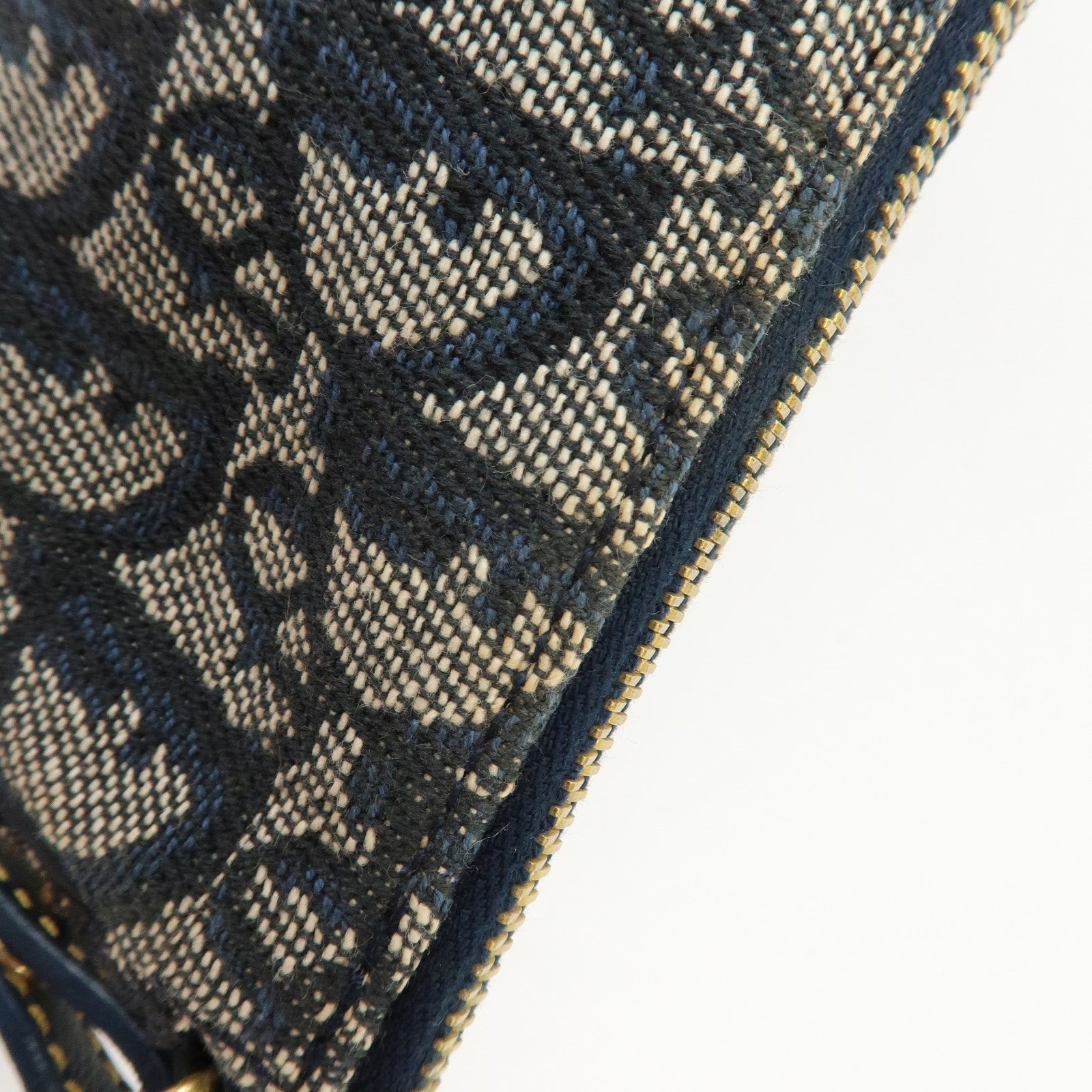 Christian Dior Trotter Jacguard Leather Saddle Bag Pouch Navy