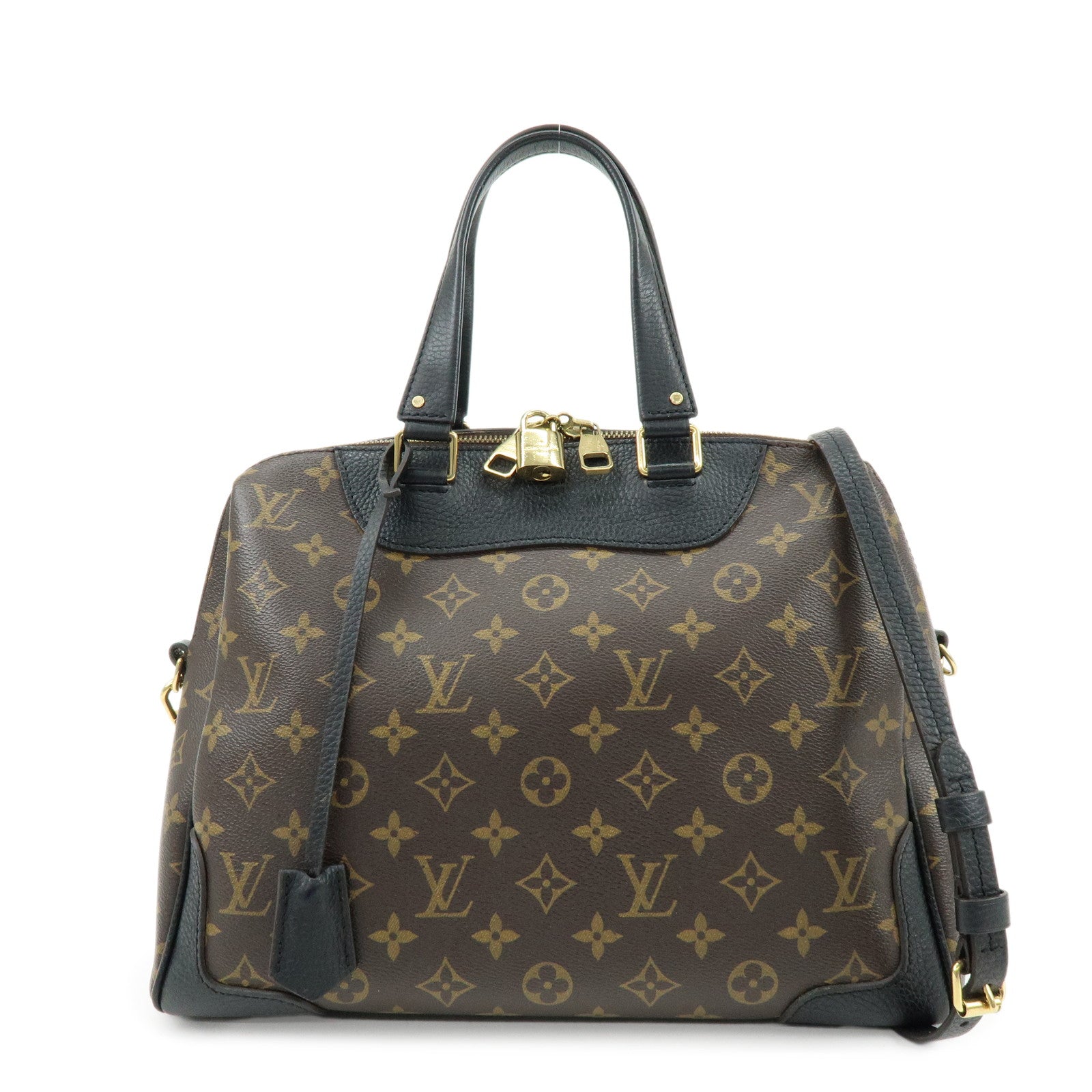 Louis Vuitton Monogram Canvas Leather Retiro Hand Bag Brown M50058