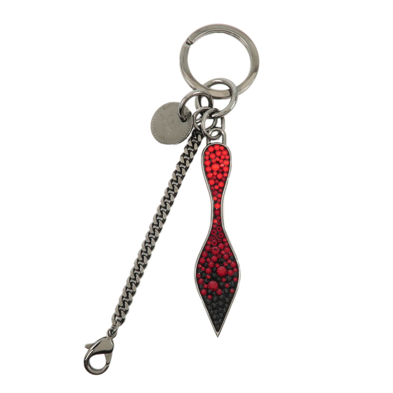 Christian Louboutin Metal Plastic Bag Charm Key Ring Red