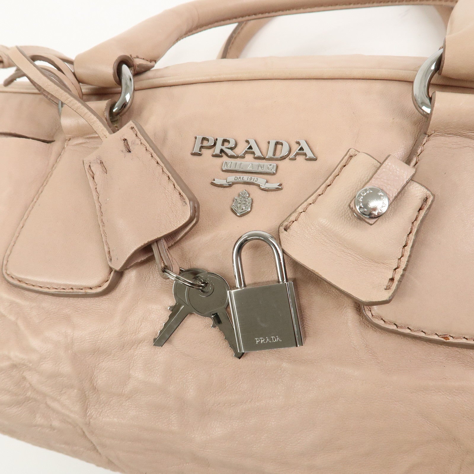 PRADA Nappa Leather 2Way Bag Hand Bag Shoulder Bag Light Pink