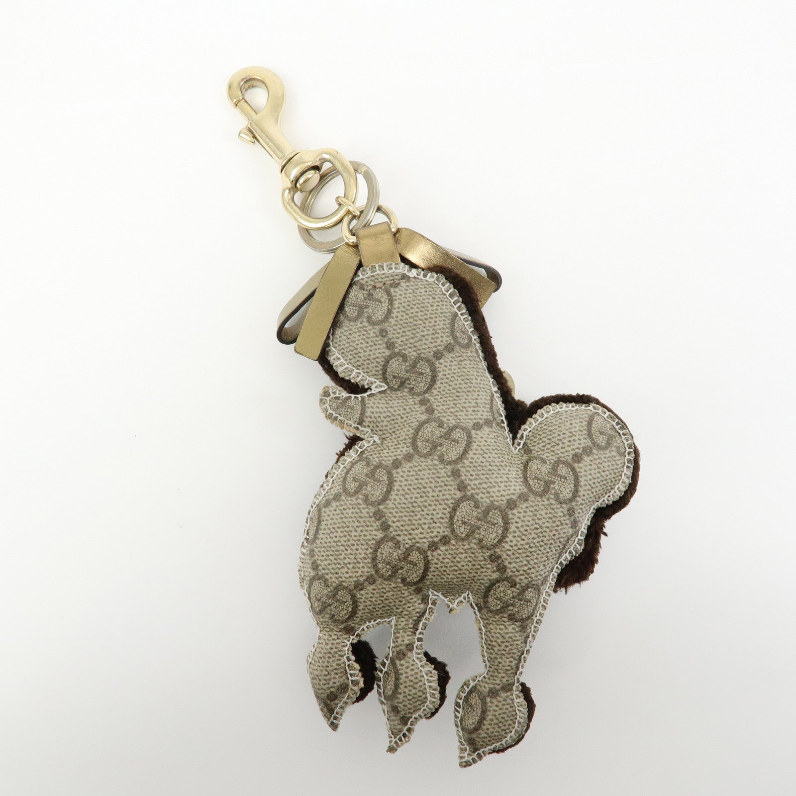 GUCCI Gucciori GG Supreme Leather Toy Poodle Lulu Bag Charm Brown