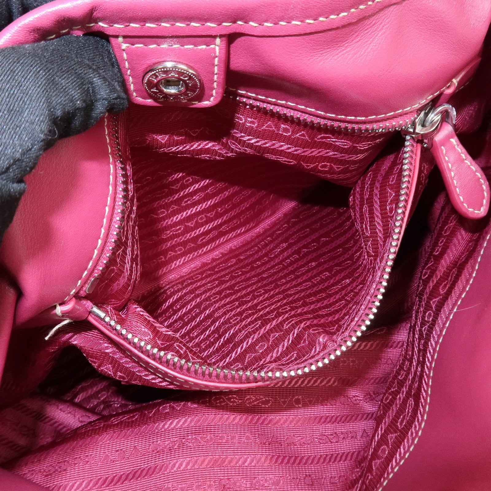 PRADA Logo Nylon Leather 2Way Bag Tote Bag Shoulder Bag Pink BN1841