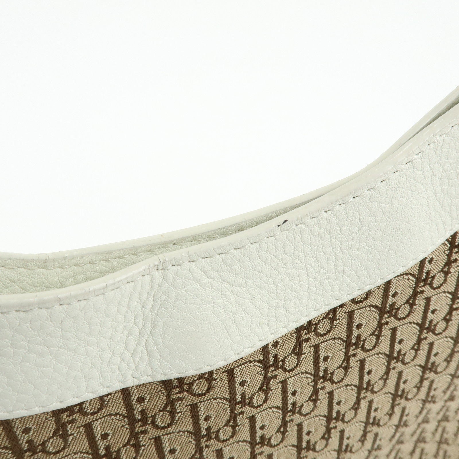 Christian Dior Trotter Jacguard Canvas Leather Shoulder Bag Brown