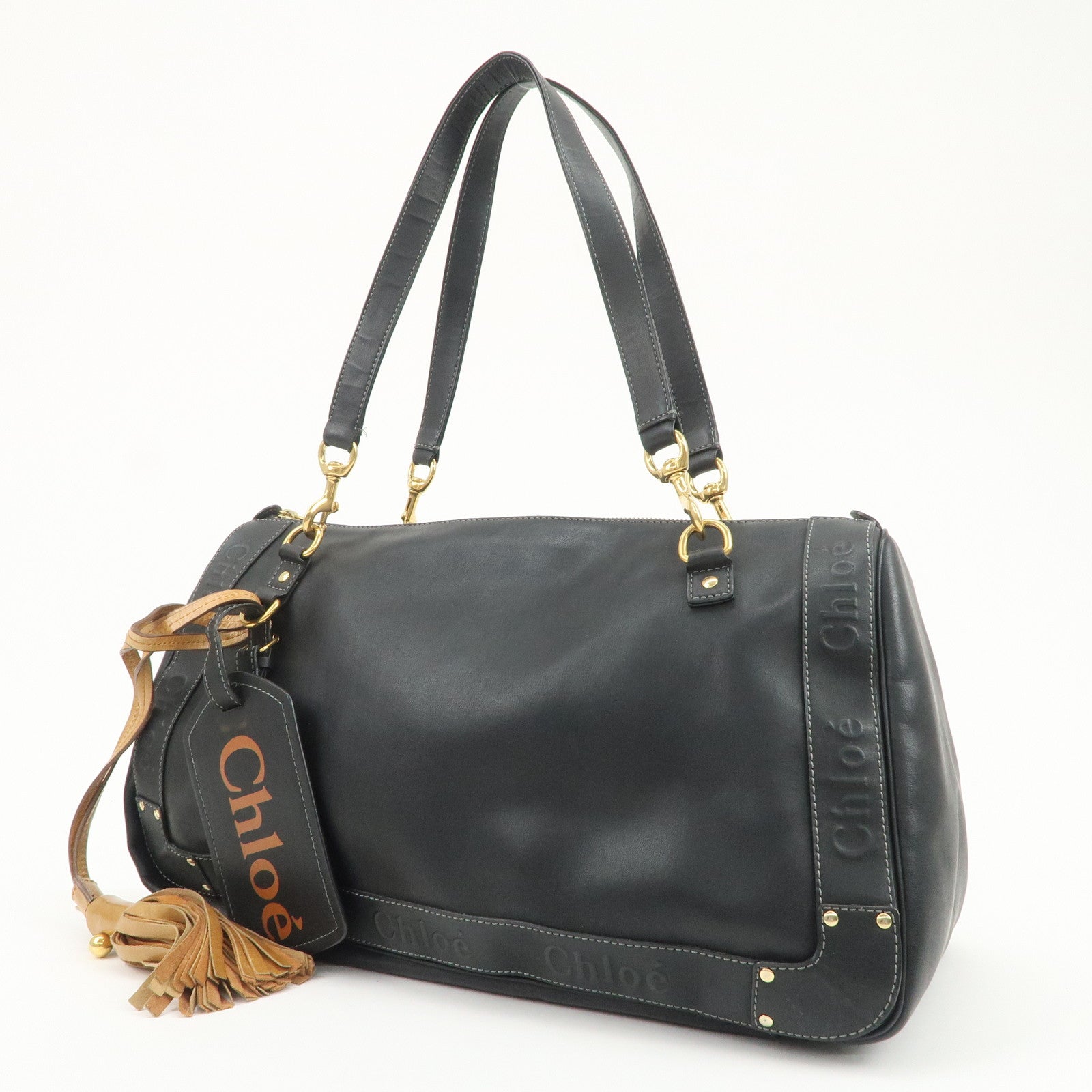 Chloe Eden Leather Shoulder Bag Hand Bag Tote Bag Black