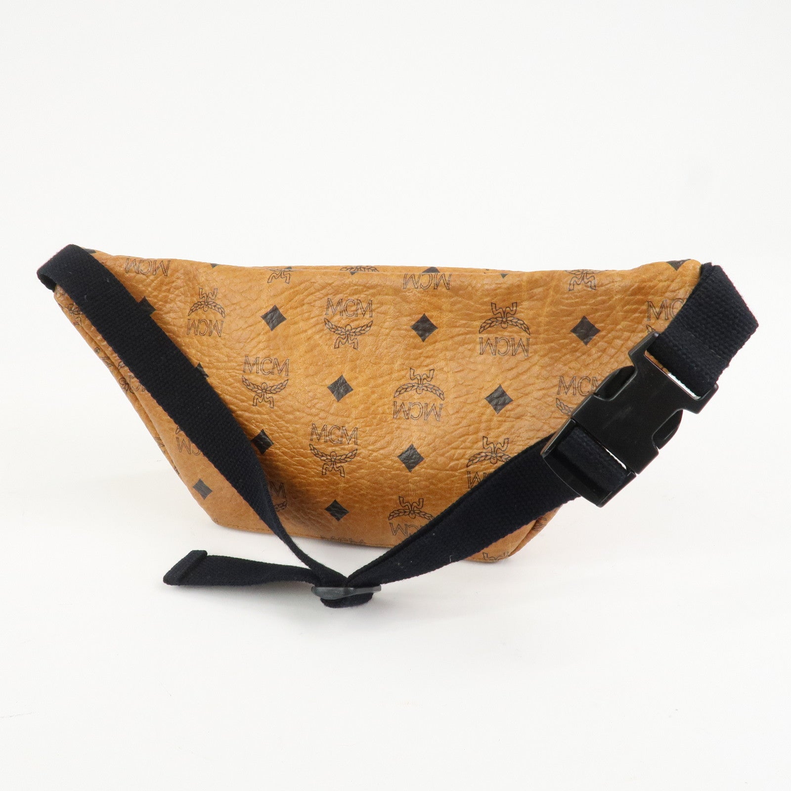 MCM Visetos Leather Waist Bag Waist Pouch Crossbody Bag Brown