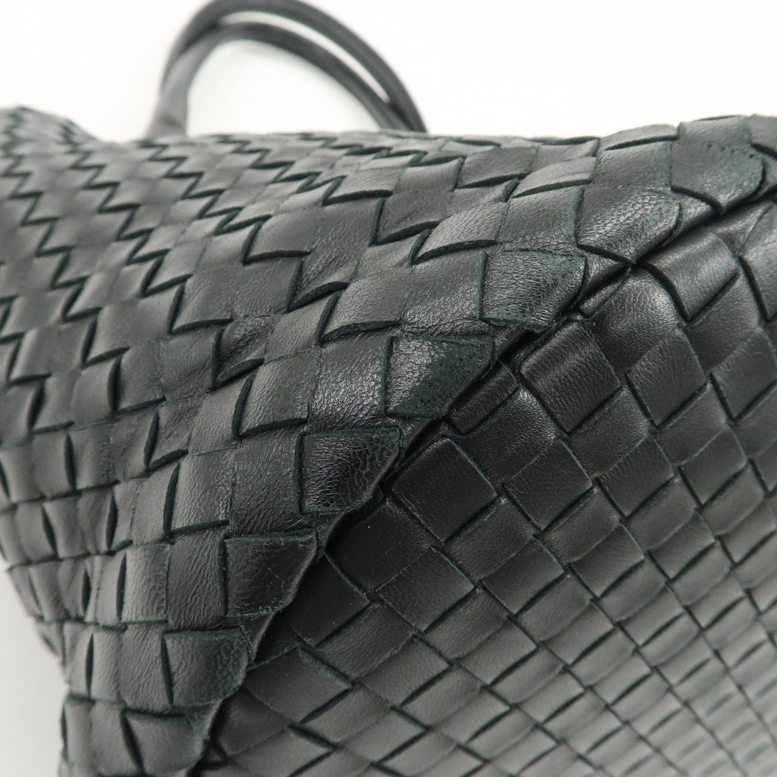 BOTTEGA VENETA Intrecciato Leather Tote Bag Hand Bag Black 225166