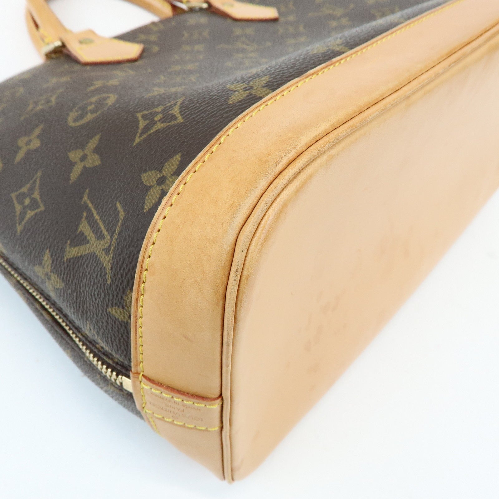 Louis Vuitton Monogram Alma Canvas Leather Hand Bag Brown M51130