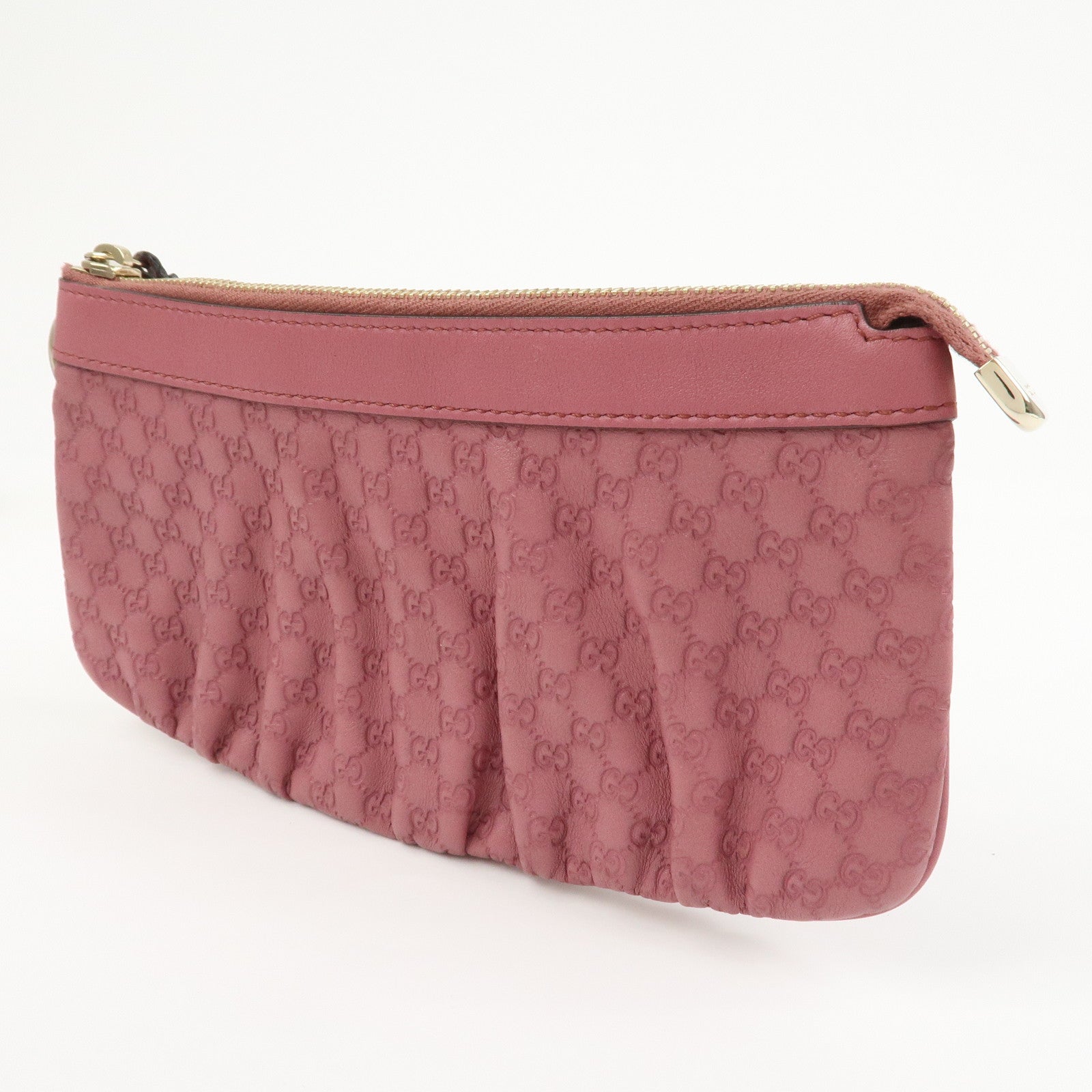 GUCCI Interlocking G Micro Guccissima Leather Pouch Pink 212203