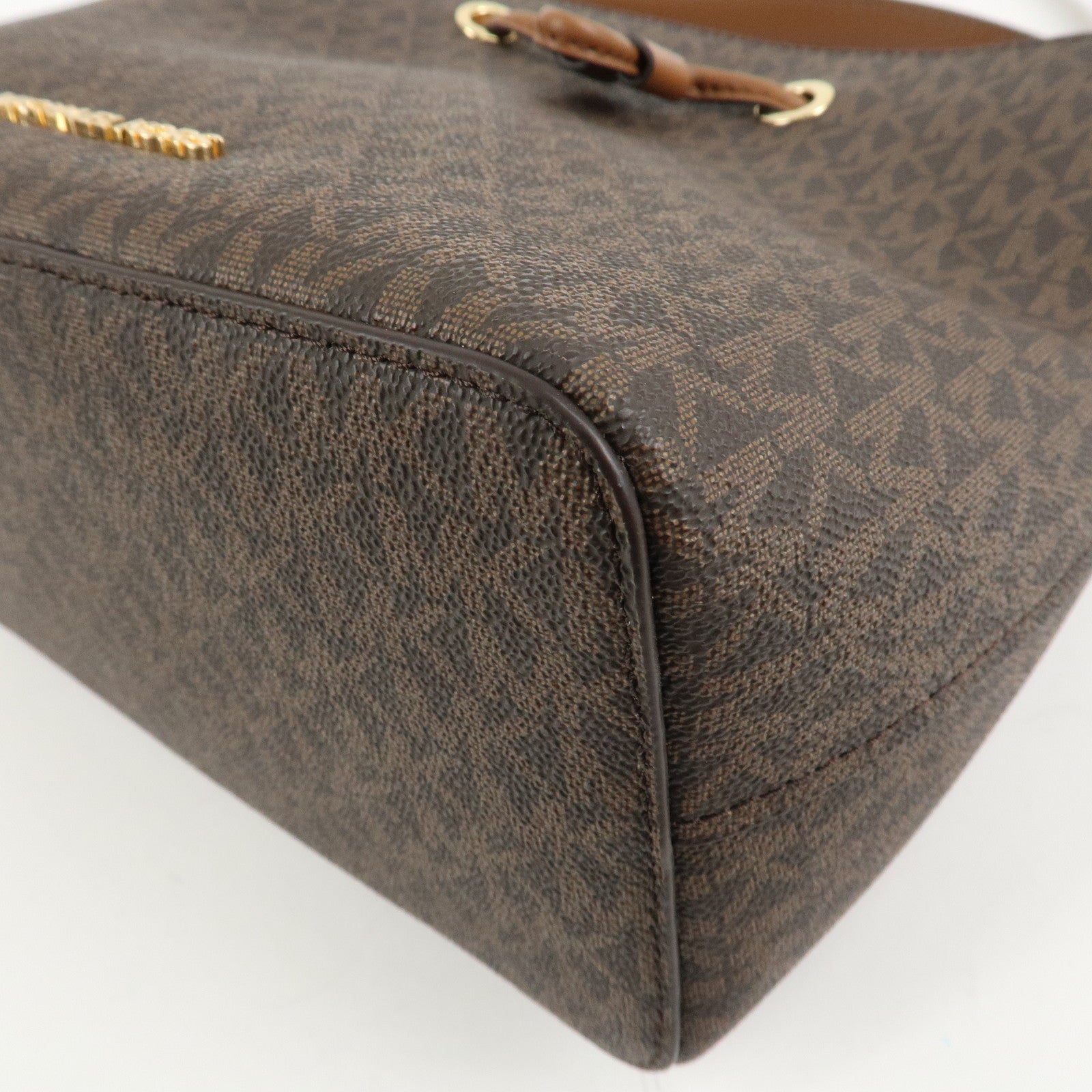 MICHAEL KORS PVC 2Way Leather Hand Bag Shoulder Bag Brown Gold HDW Used