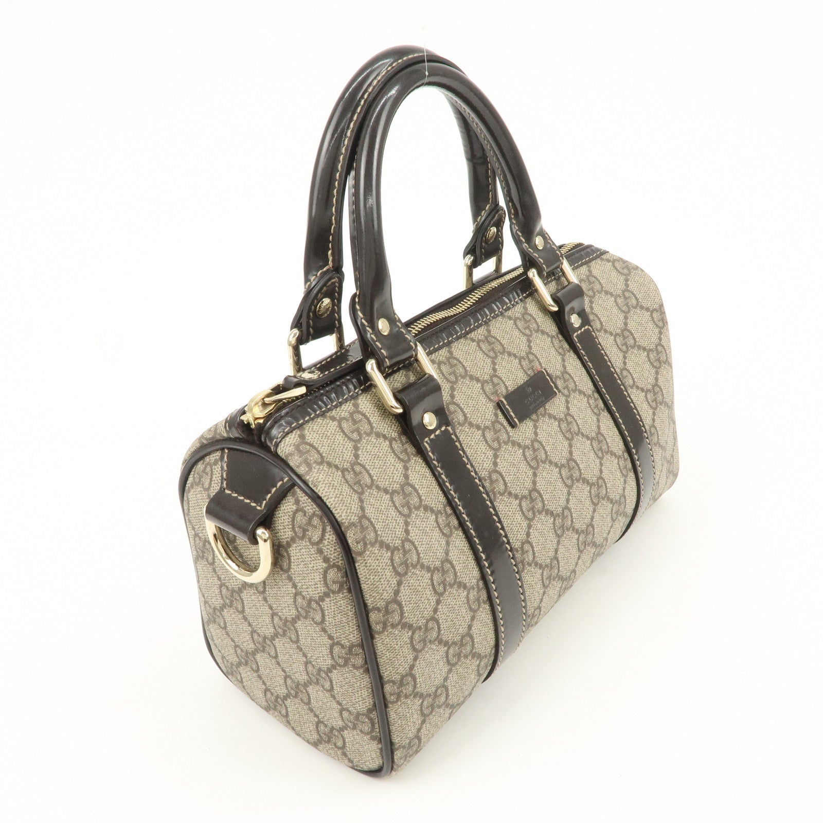 GUCCI GG Spream Patent Leather Mini Boston Bag Beige 193604