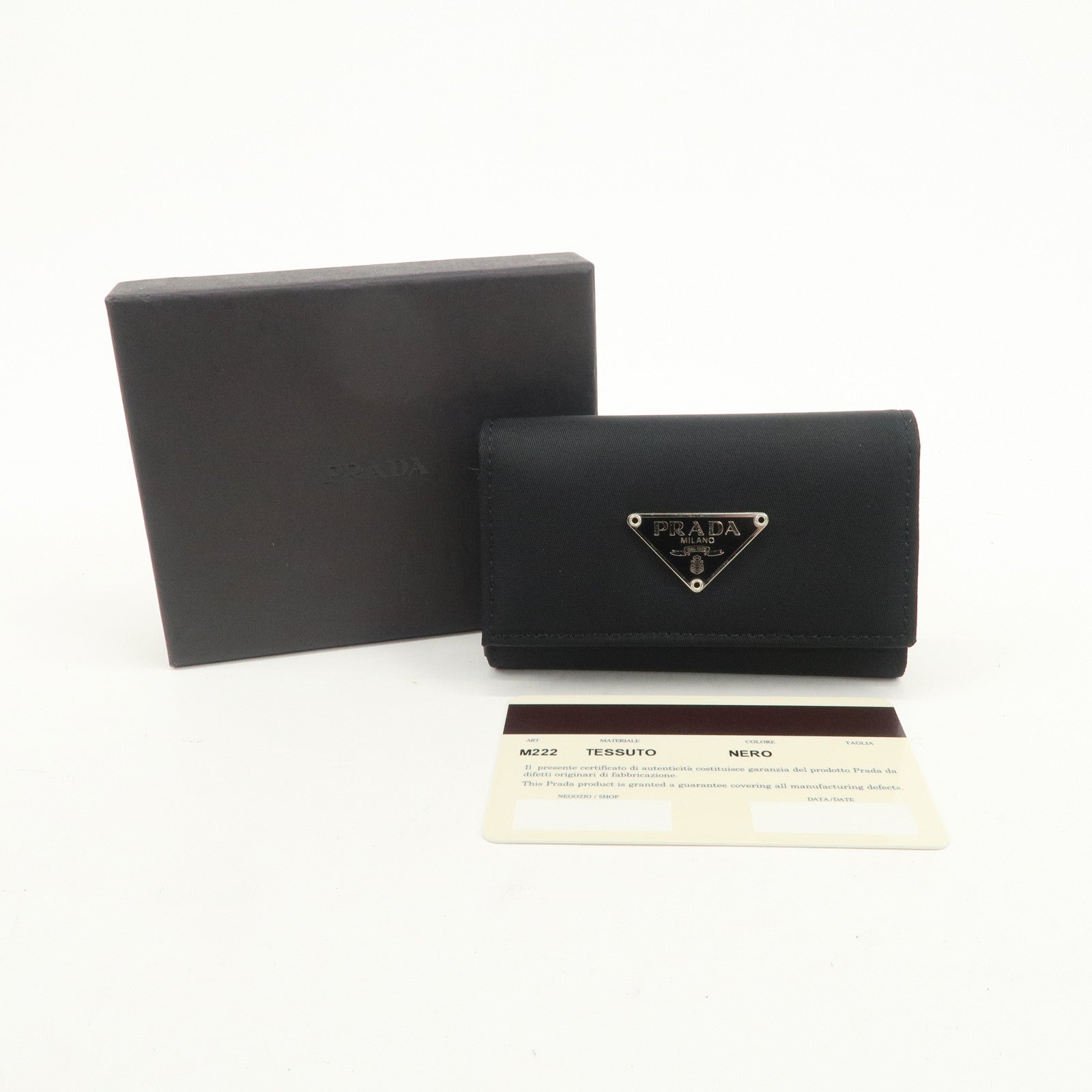PRADA Nylon Saffiano Leather 6 Rings Key Case Black M222A