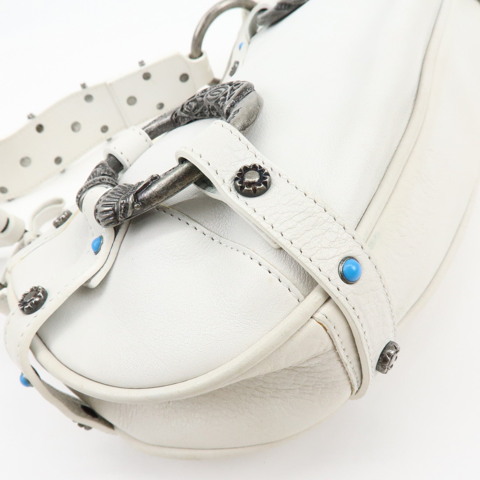 Dolce&Gabbana Leather Hand Bag Shoulder Bag Studs White