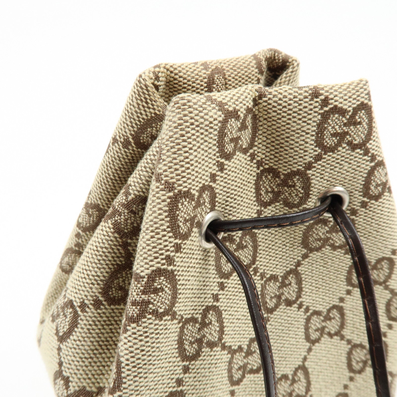 GUCCI GG Canvas Leather Hand Bag Cosmetic Pouch Beige 039・1054