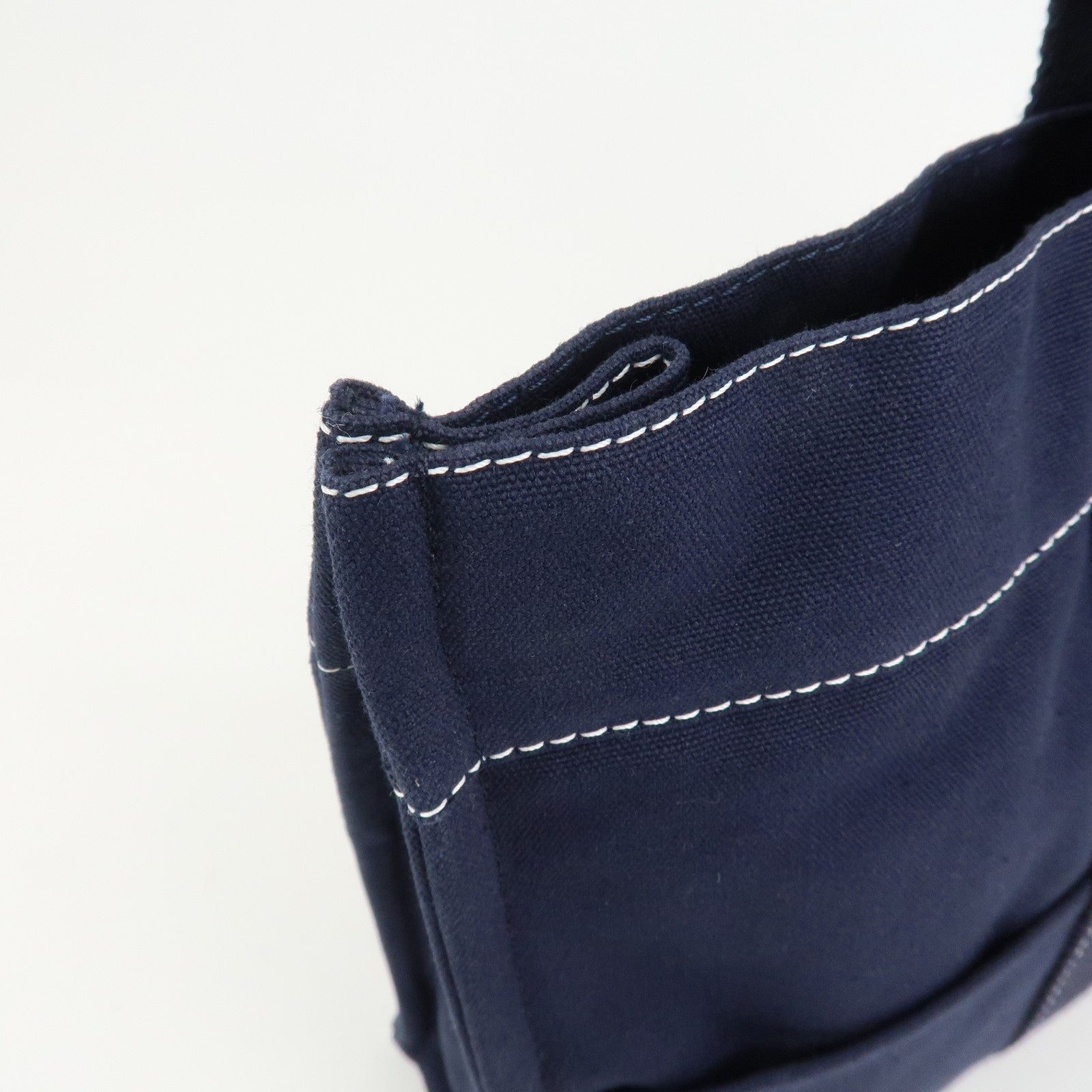 HERMES Deauville MM Cotton Tote Bag Hand Bag Navy