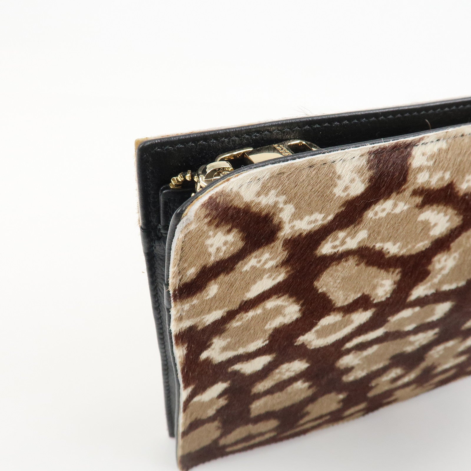 LOEWE Unborn Calf Leather Clutch Bag Pouch Brown Used