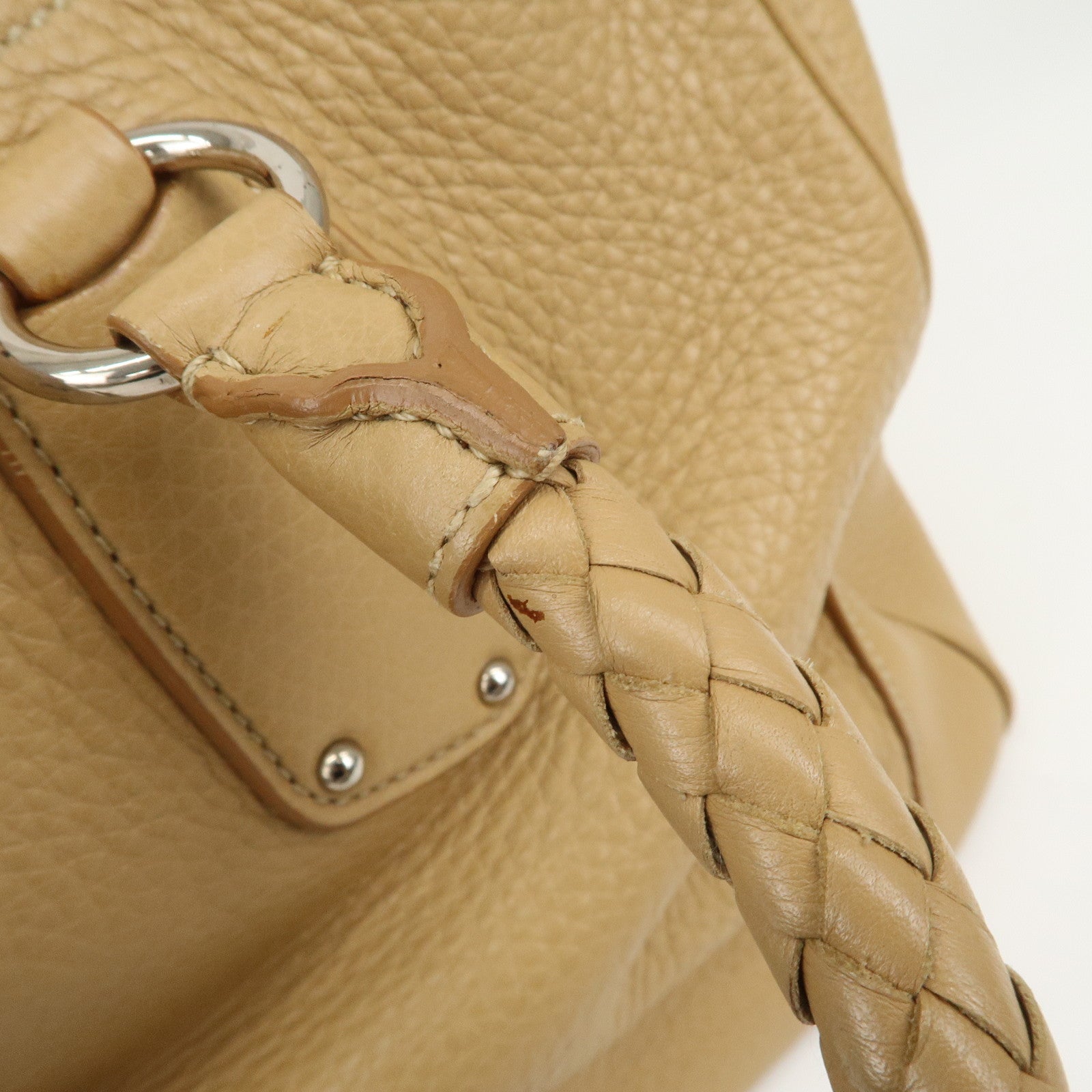 PRADA Logo Leather 2Way Bag Hand Bag Shoulder Bag Beige BN1364