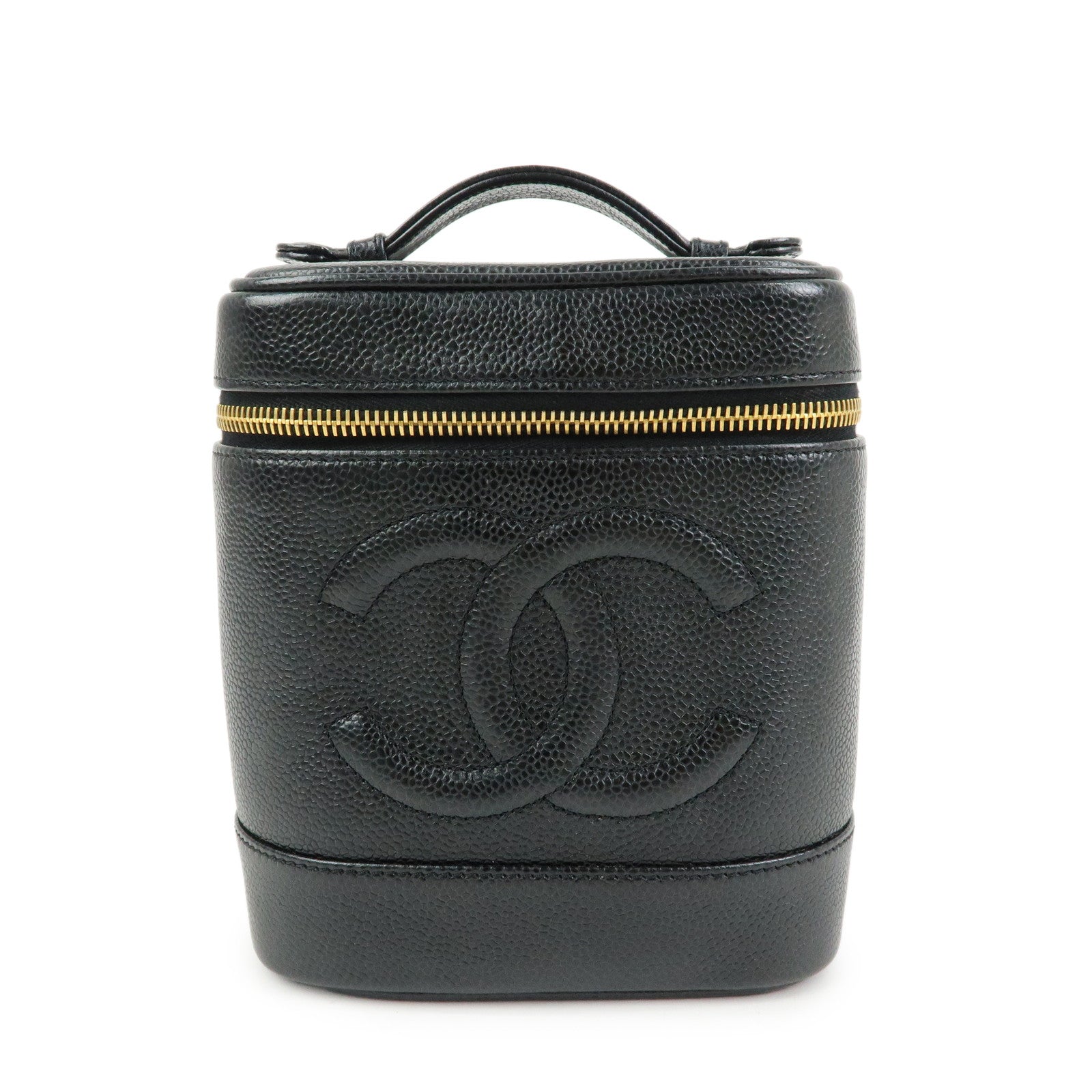 CHANEL COCO Mark Caviarskin Vanity Bag Hand Bag Black A01998