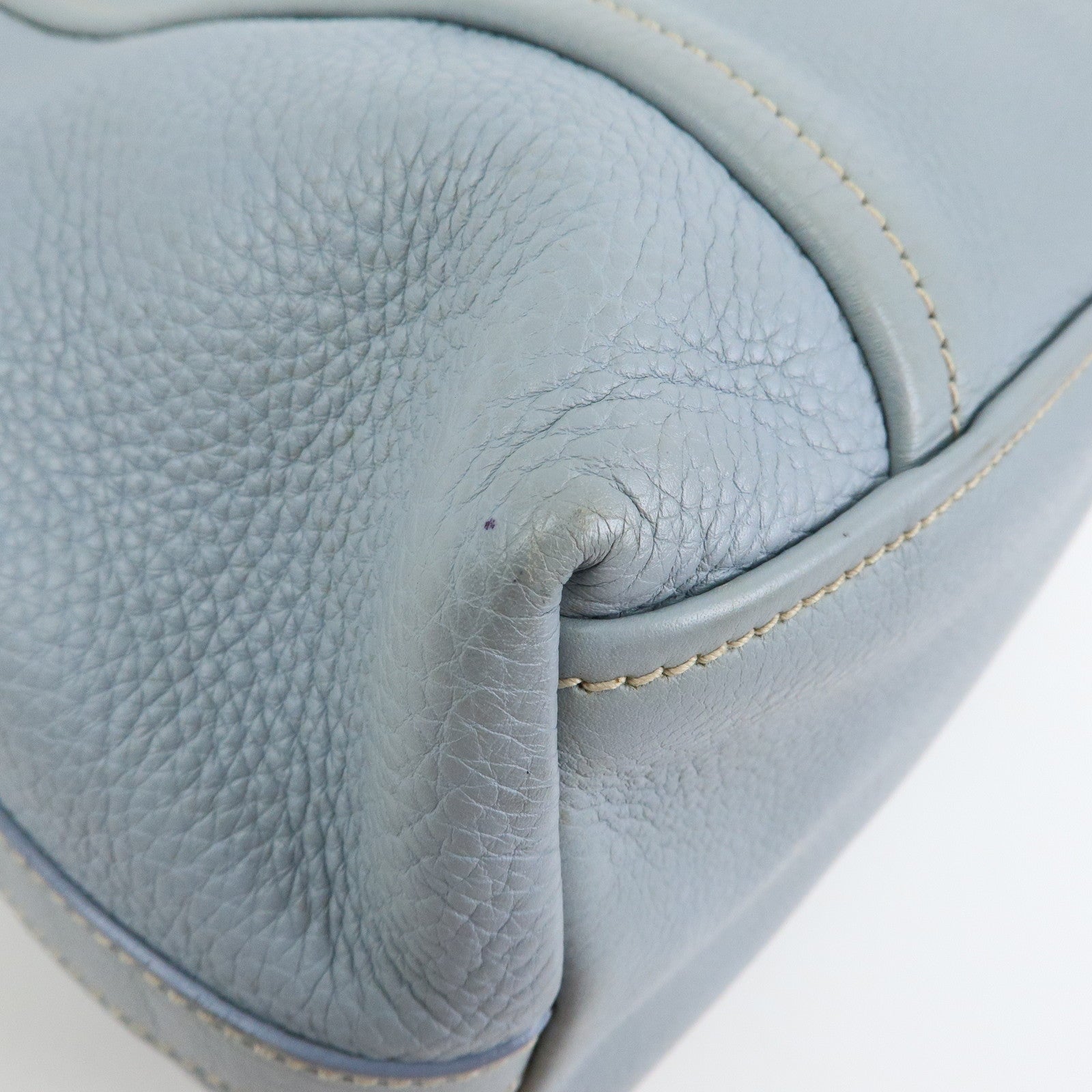 PRADA Vitello Daino Leather Tote Bag Hand Bag Light Blue BR2252