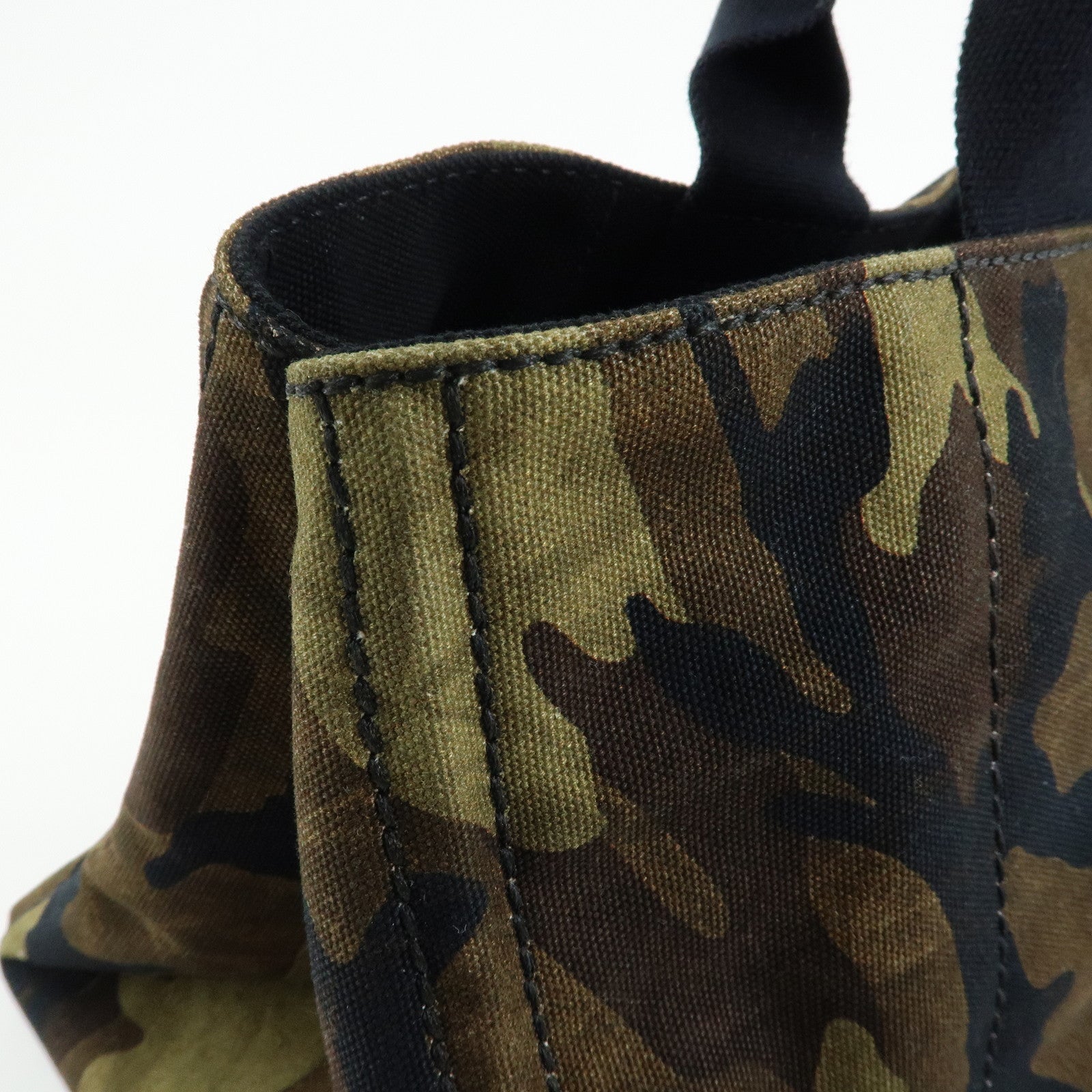 PRADA Triangle Logo Canapa Large Canvas Tote Bag Camouflage B1872B