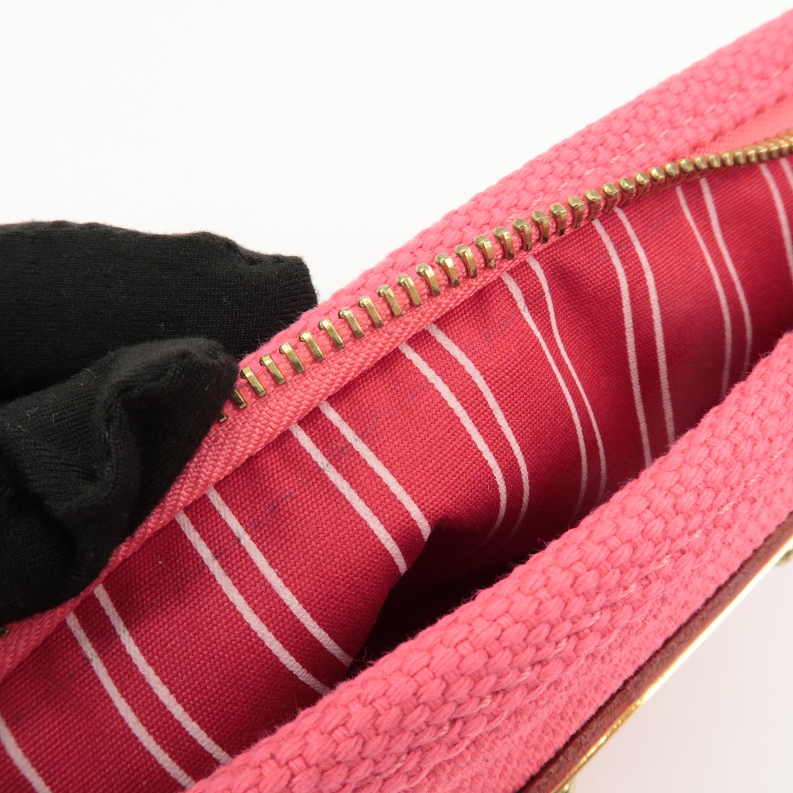 Louis Vuitton Antigua Canvas Leather Pochette Plat PM Pink M40068 Used