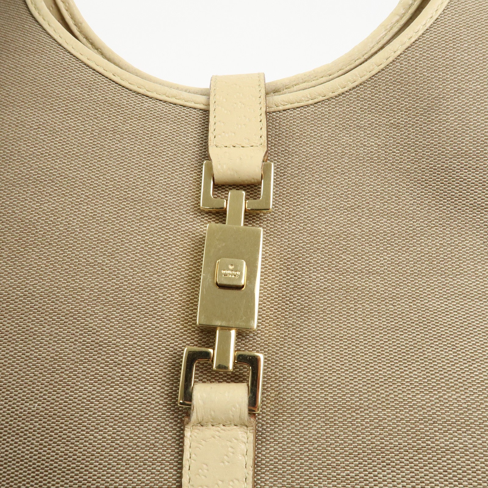 GUCCI Jackie Canvas Leather Shoulder Bag Hand Bag Beige 002.1067