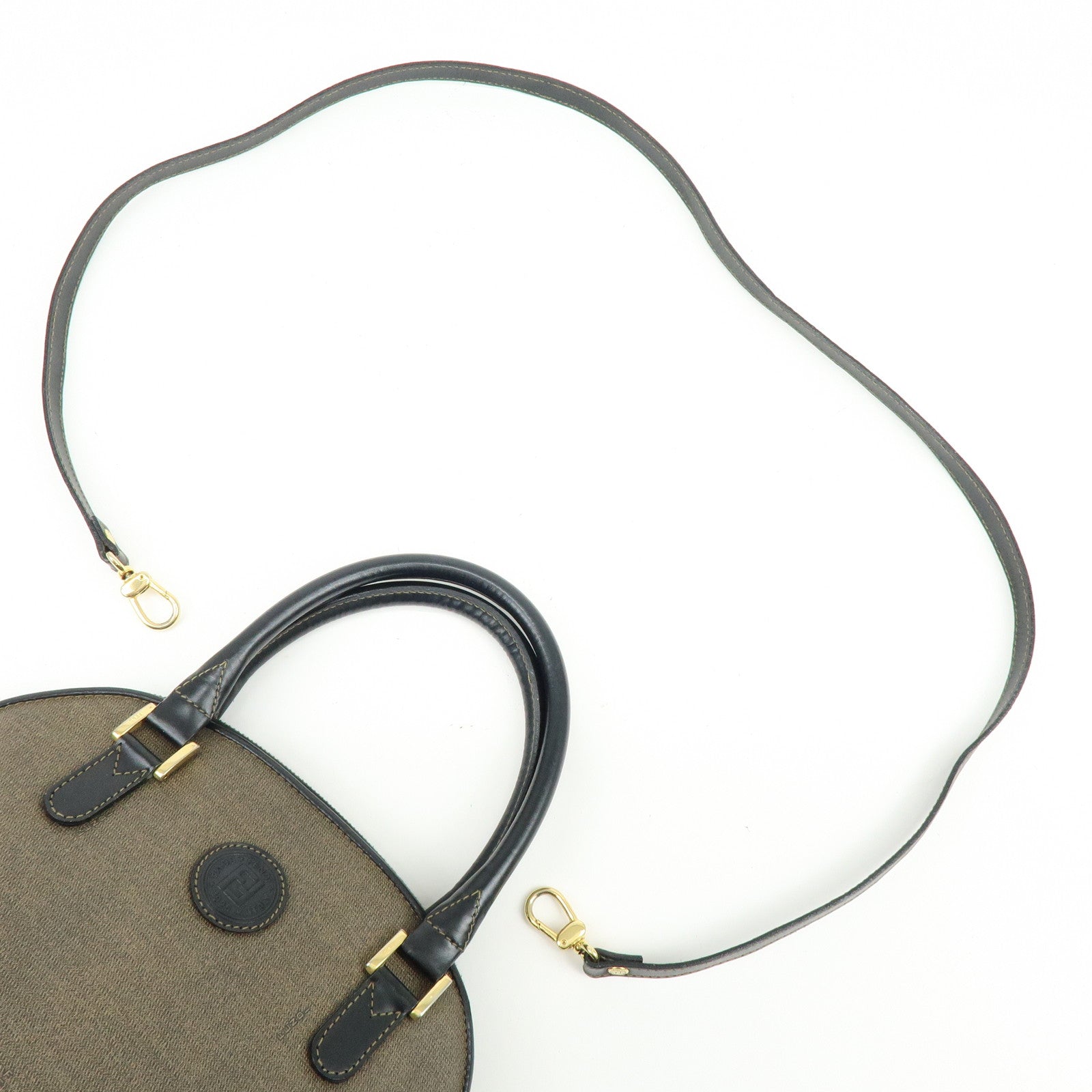 FENDI Leather 2Way Bag Hand Bag Shoulder Bag Crossbody Bag Brown