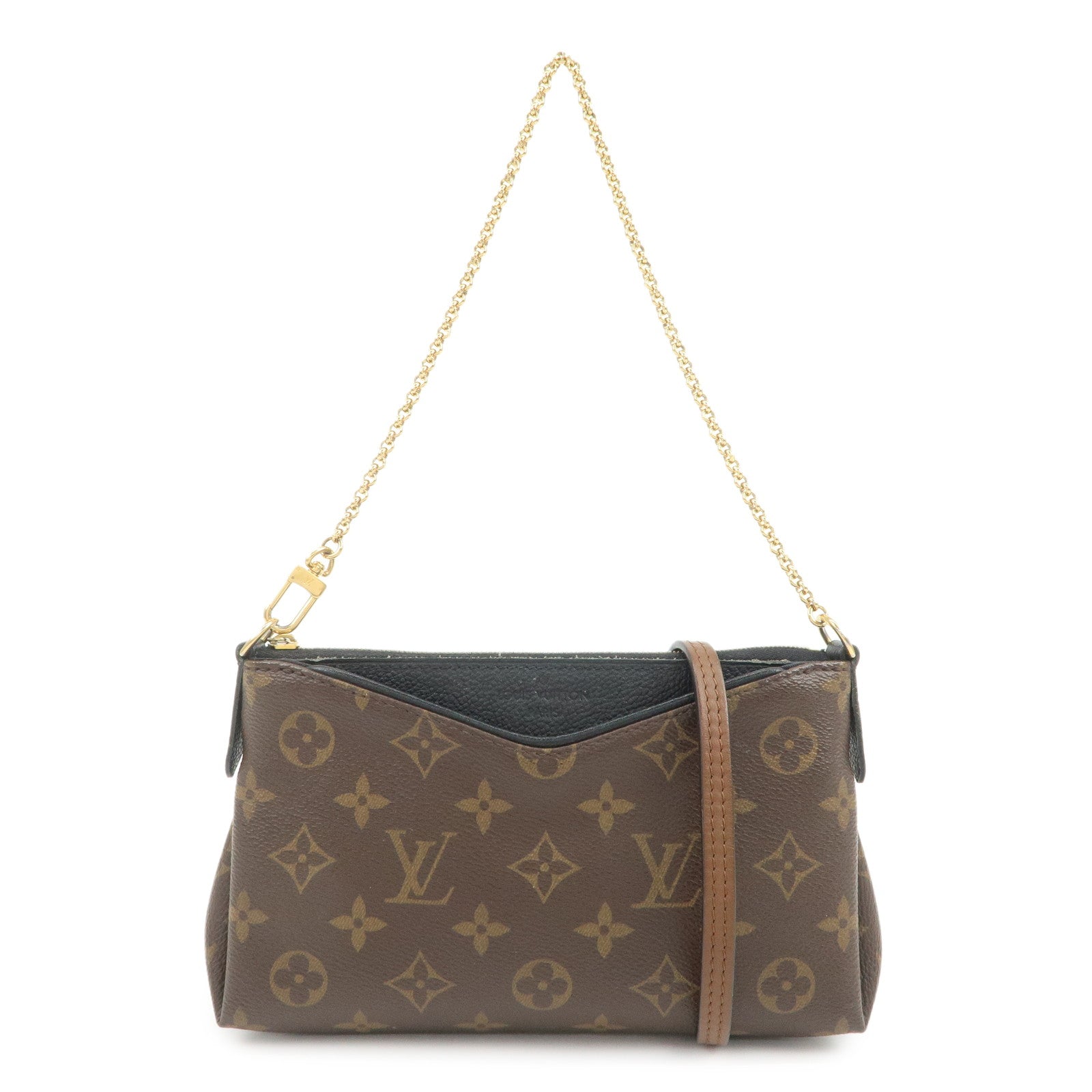 Louis Vuitton Monogram Pallas Clutch 2Way Shoulder Bag Noir M41639