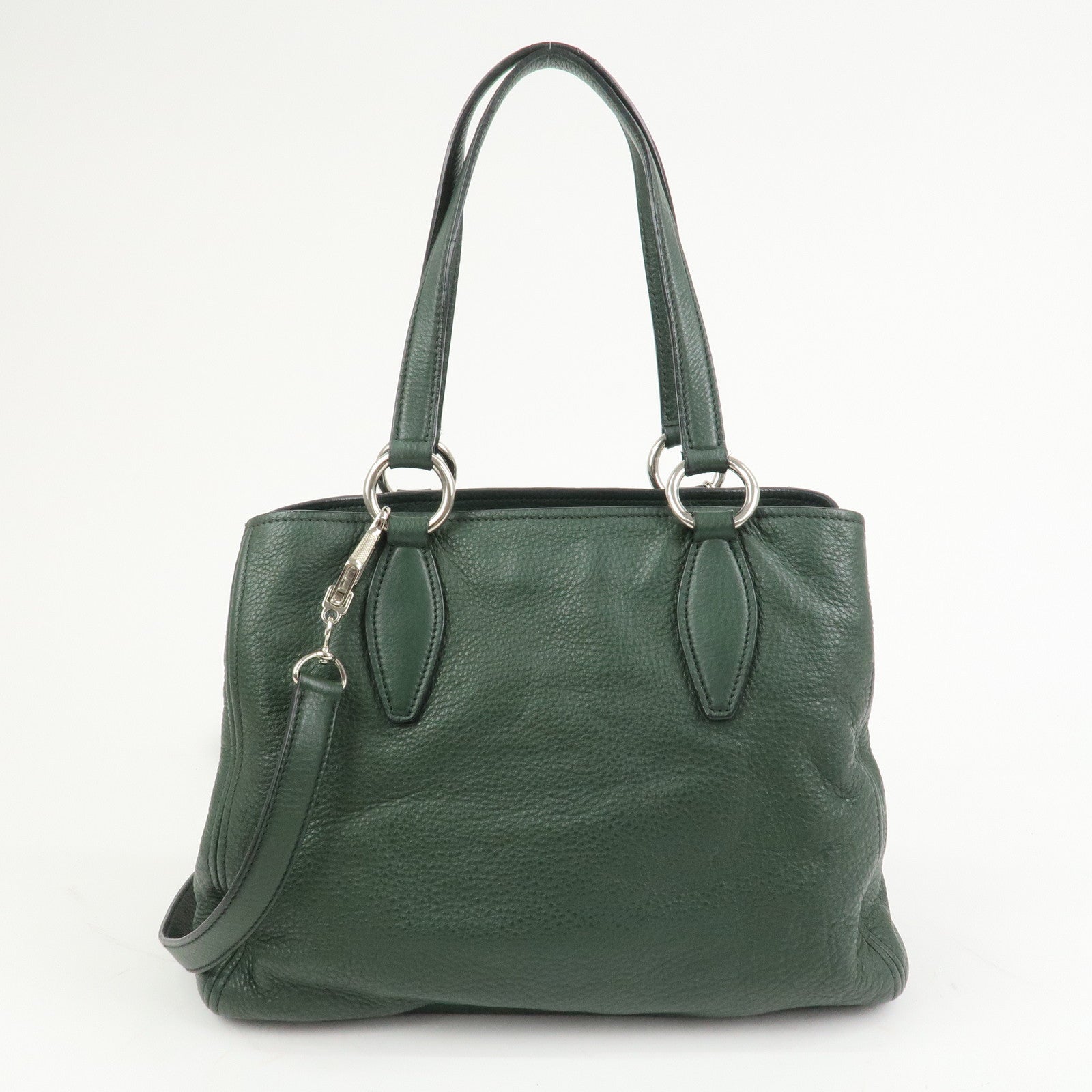MIU MIU Logo Leather 2Way Bag Hand Bag Shoulder Bag Moss Green