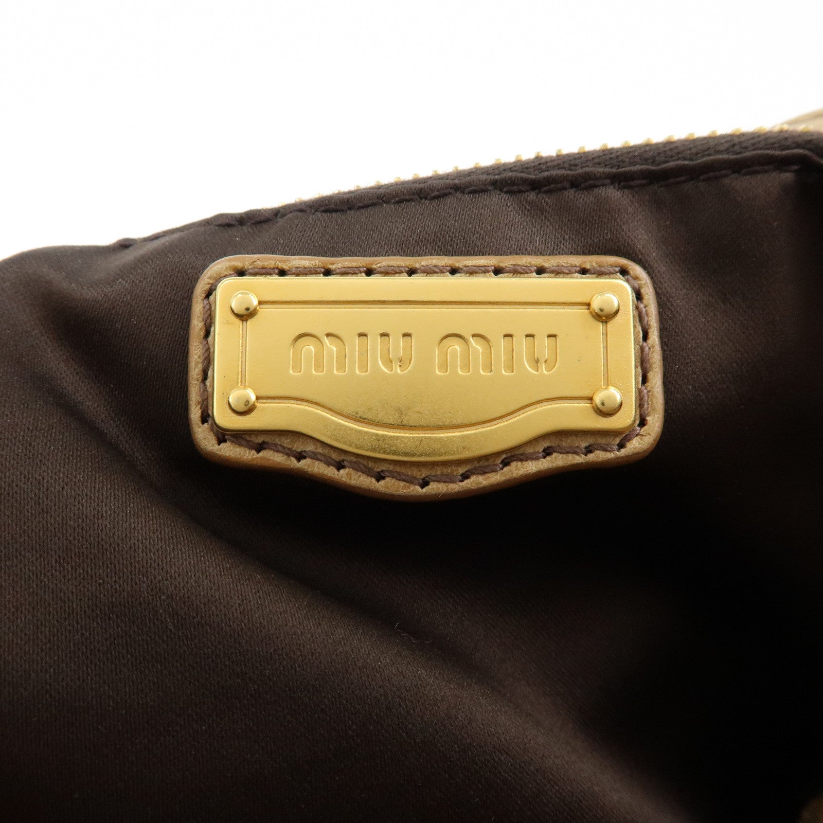 MIU MIU Leather 2Way Bag Hand Bag Shoulder Bag Beige RT0438