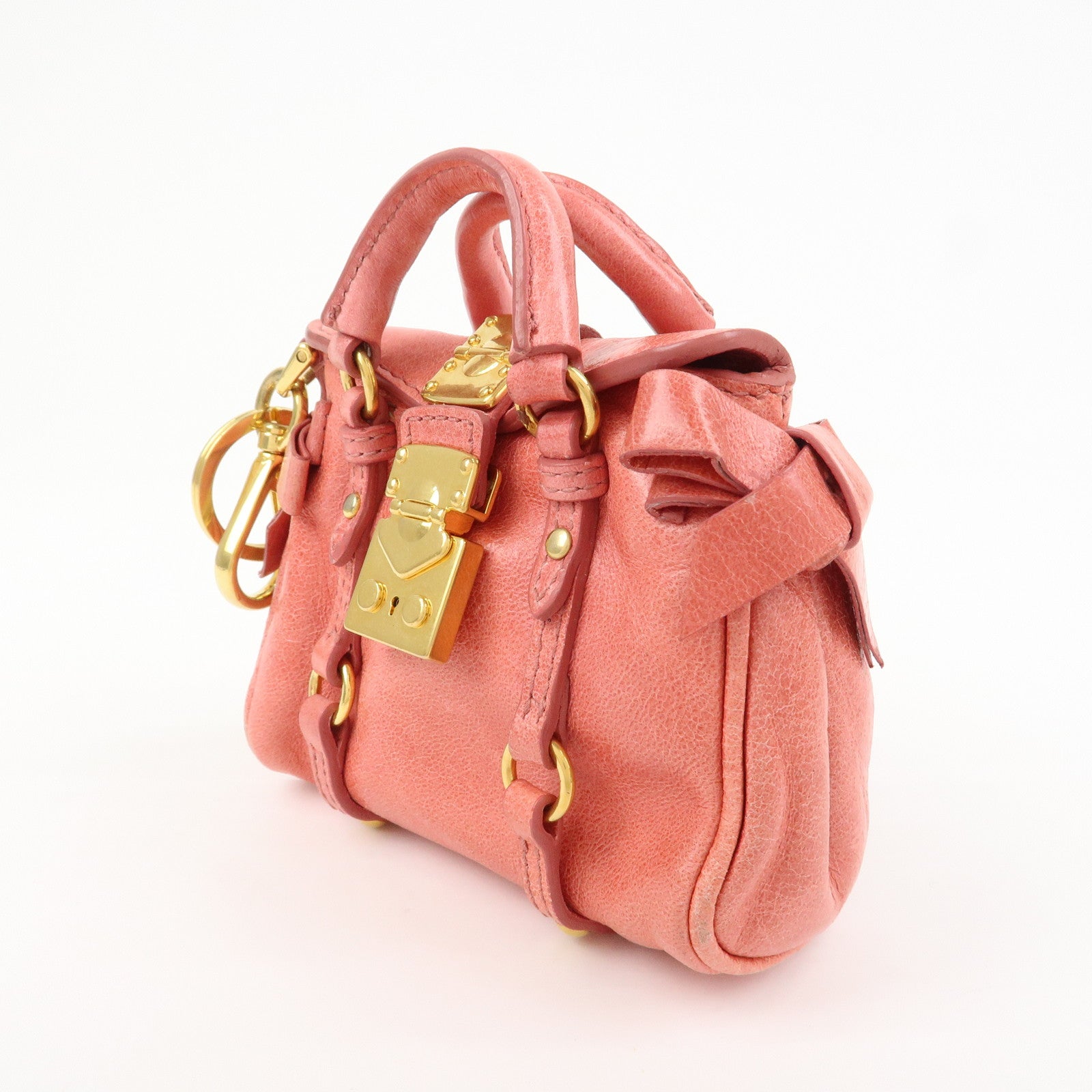 MIUMIU Leather Small Purse Bag Charm Key Charm Pink