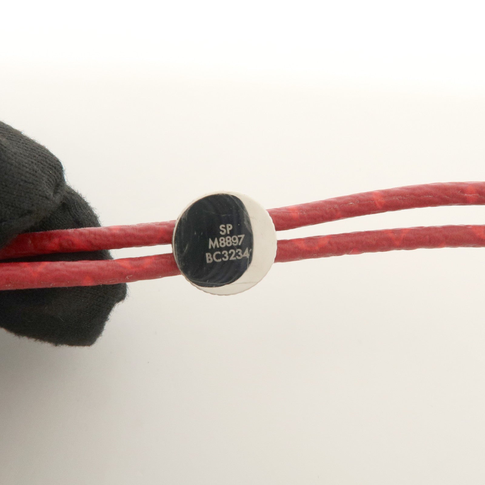 Louis Vuitton Monogram Canvas LV Bracelet Red Silver M1342A