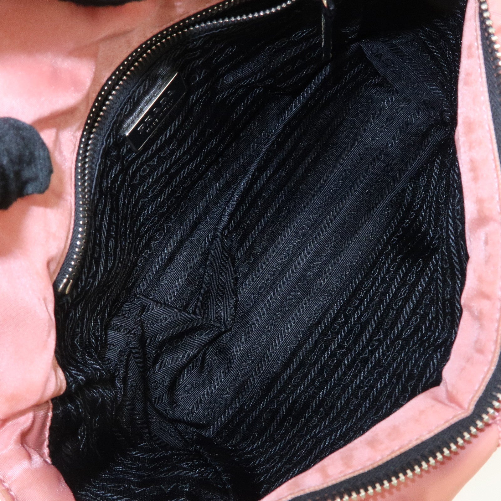 PRADA Triangle Logo Leather Nylon Shoulder Bag Tote Bag Pink BR2236 Used
