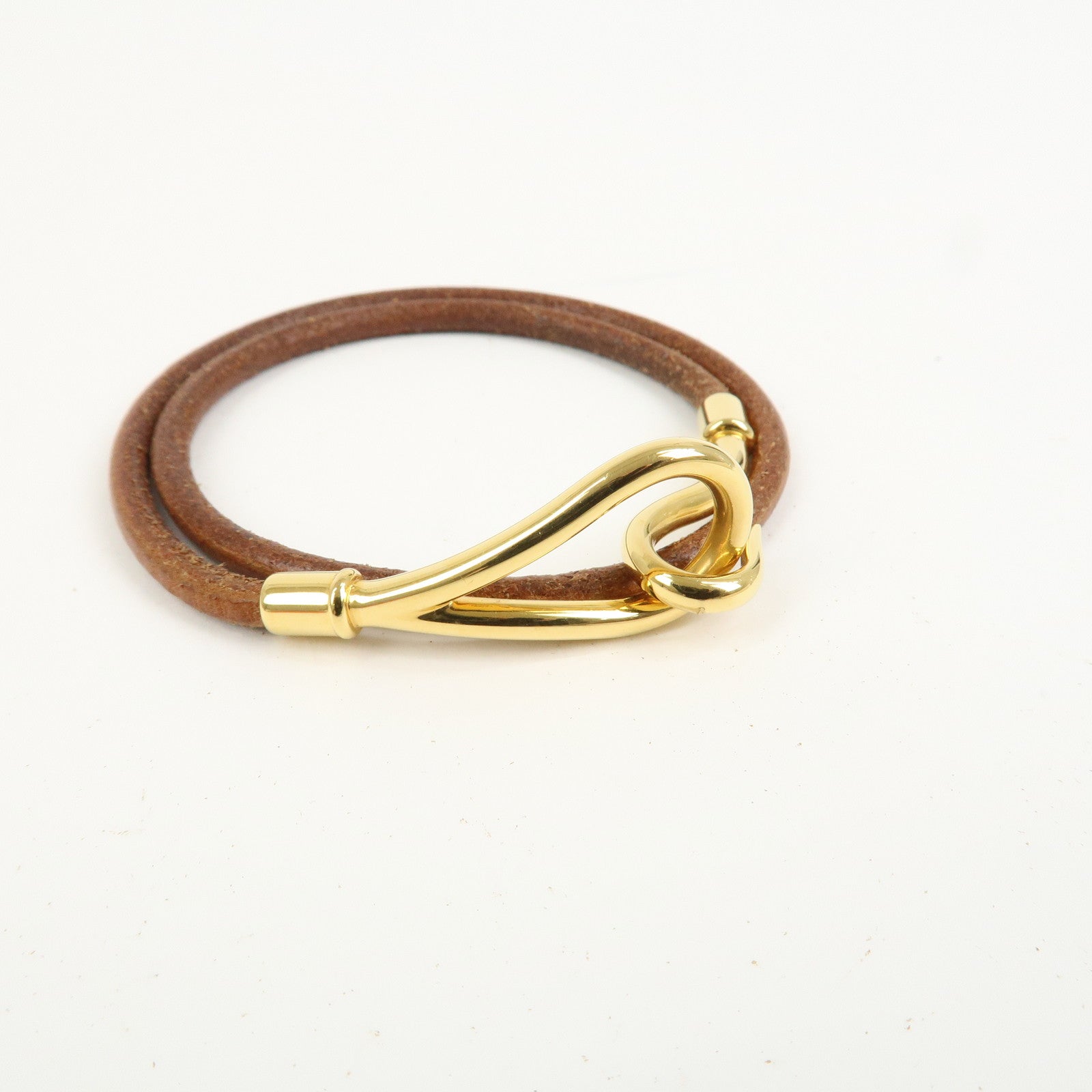 HERMES Jumbo Leather Choker Bracelet Brown