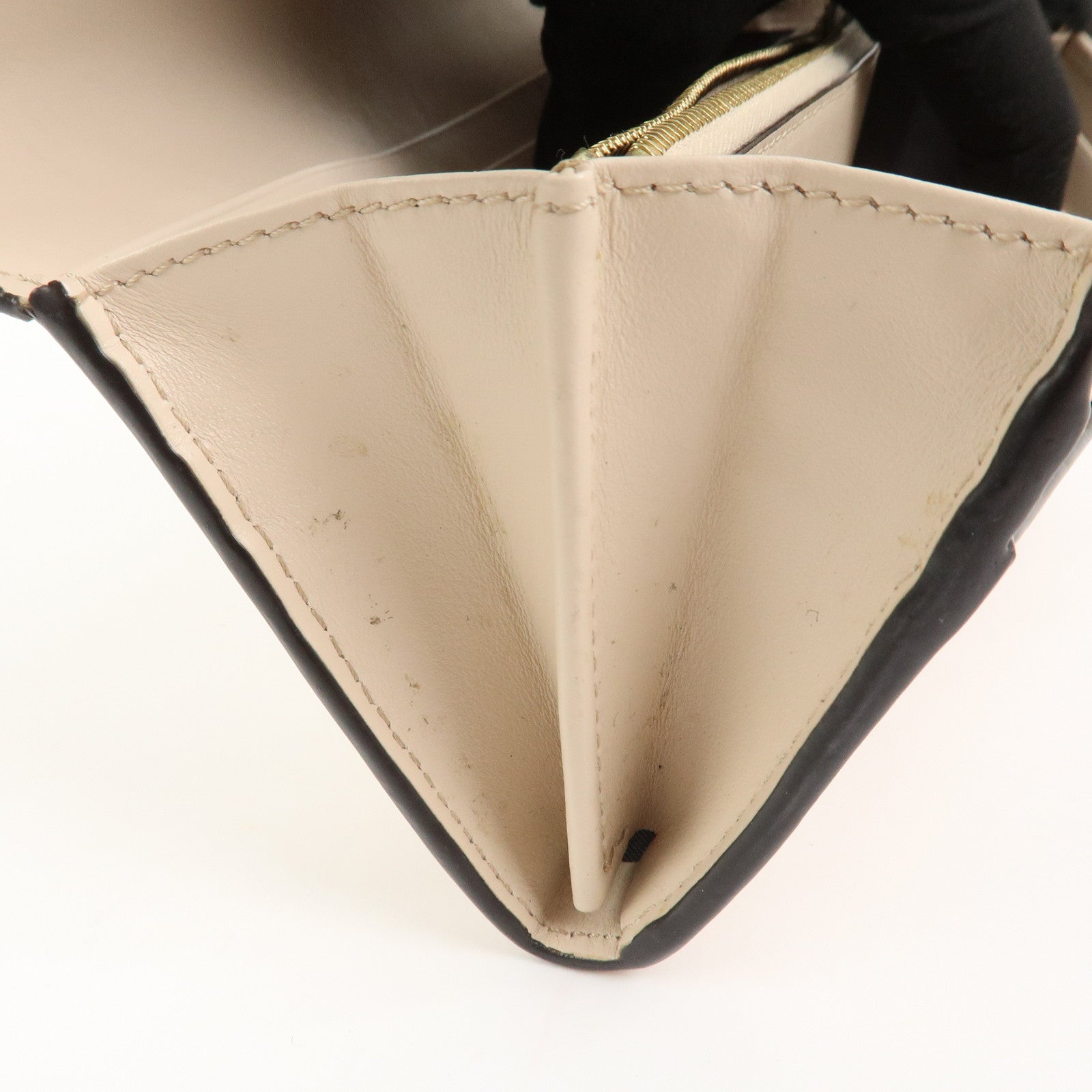 FENDI Logo Leather Flap Continental Long Wallet Beige 8M0251