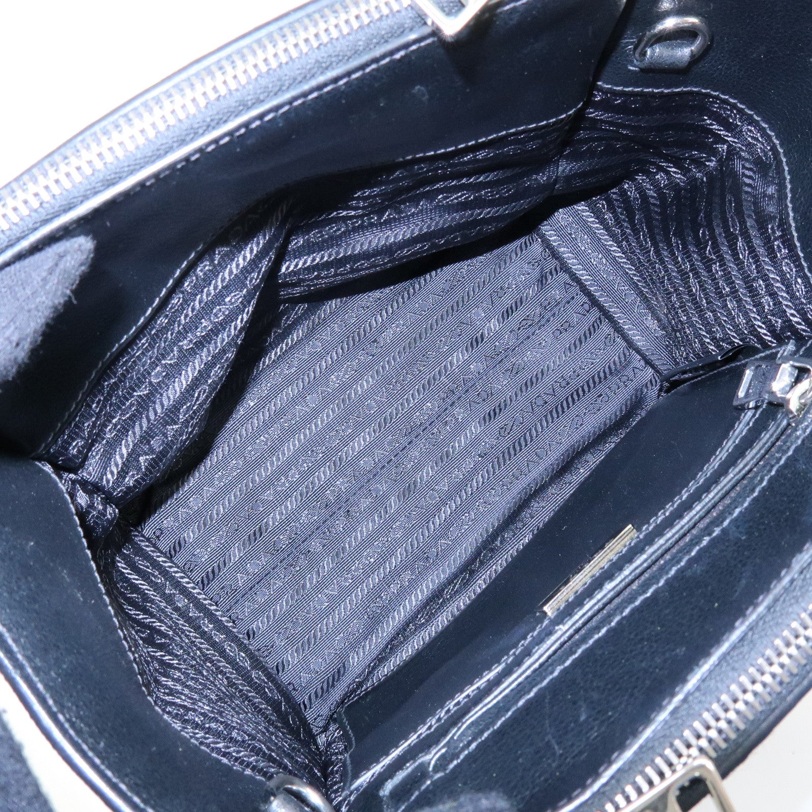 PRADA Triangle Logo Pony Leather 2Way Bag Hand Bag Shoulder Bag
