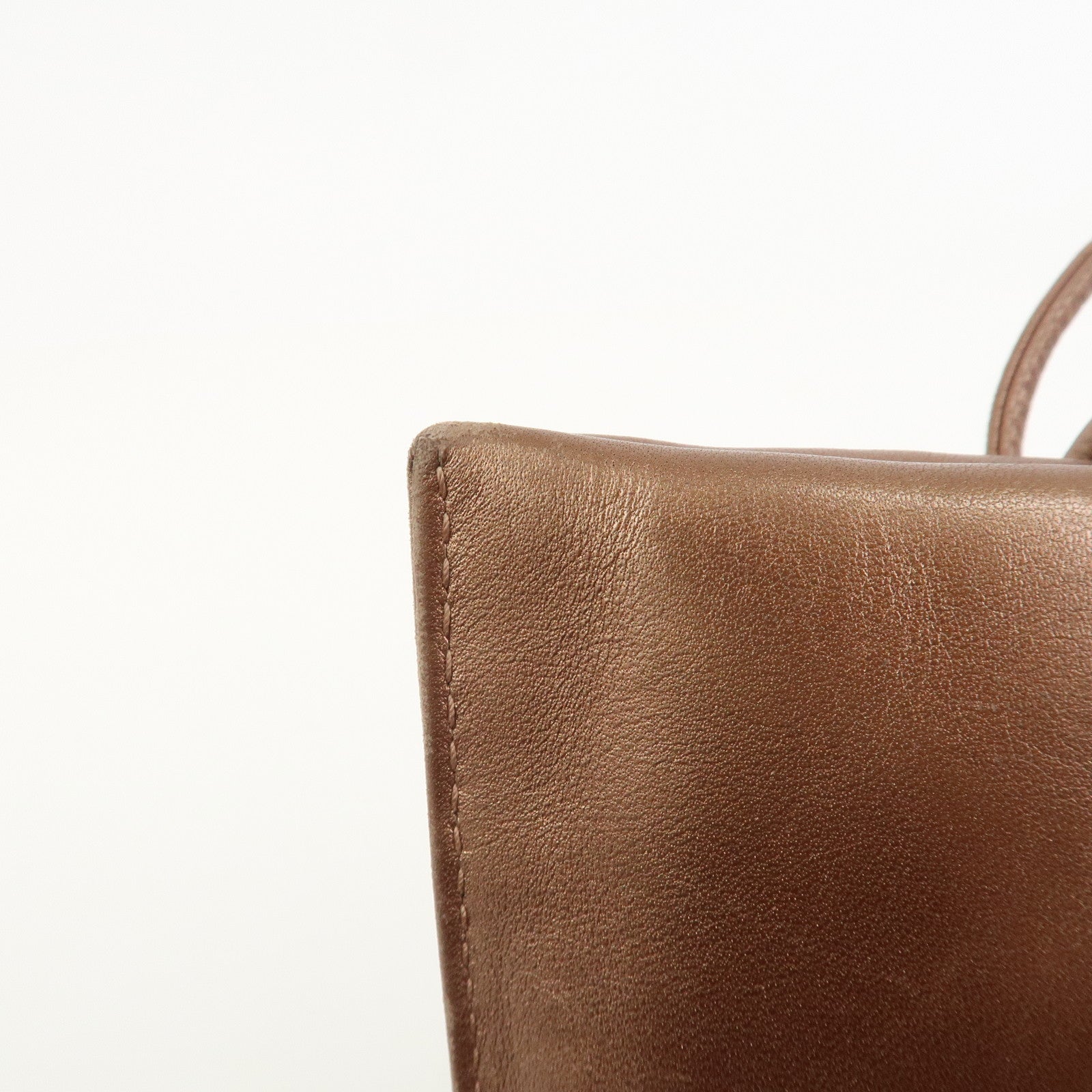 LOEWE Logo Leather Hand Bag Tote Bag Metallic Brown