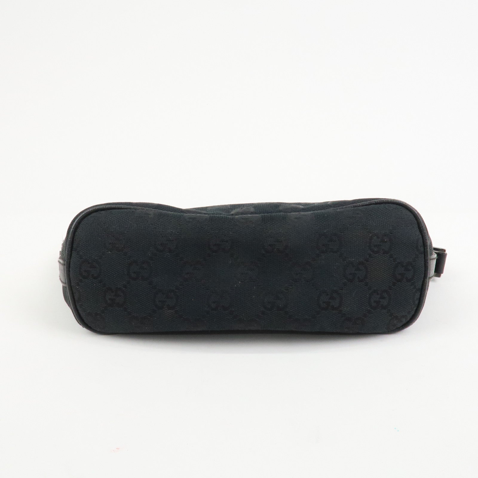 GUCCI Sherry Boat Bag GG Canvas Leather Hand Bag Black 141809