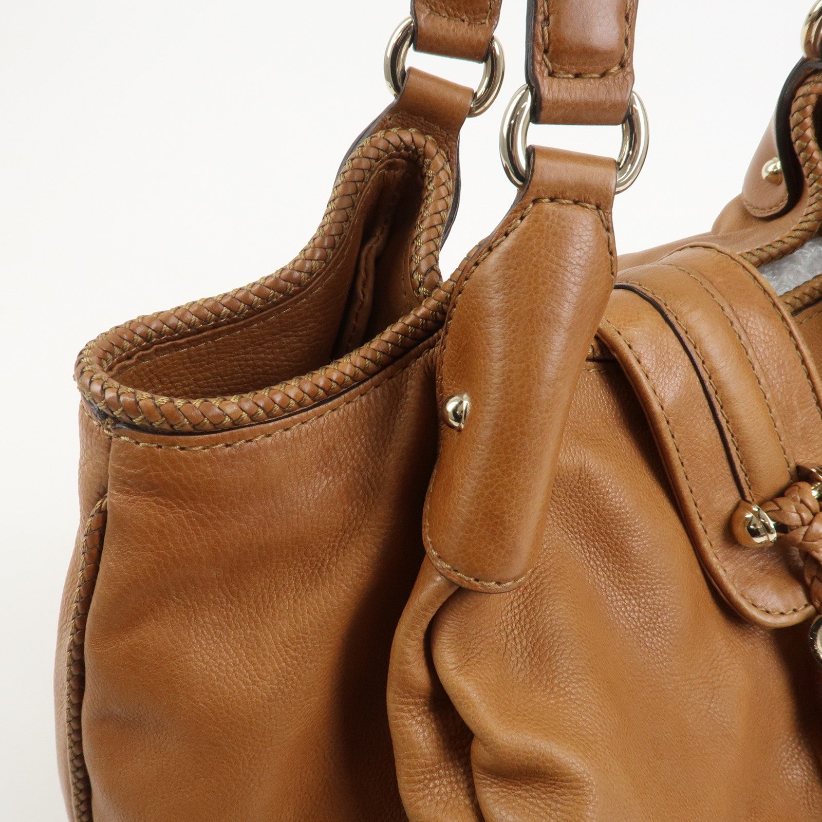 GUCCI Marrakech Leather Shoulder Bag Tote Bag Brown 257029